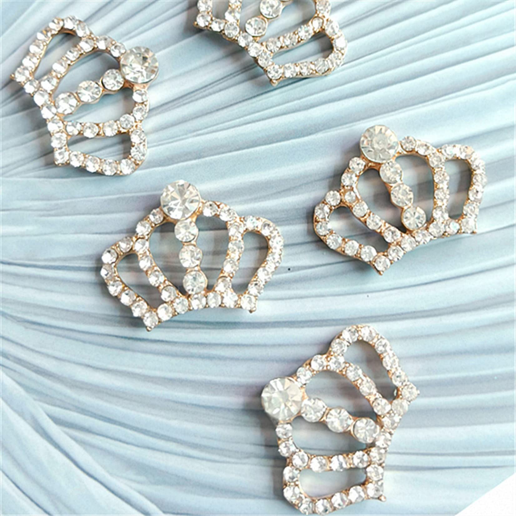 10Pcs Elegant Silver Crystal Crown Buttons for Wedding Invitations, DIY Scrapbooking & Craft Decorations - Perfect for Bridal Accessories, Gift Wrapping & Home Decor Projects