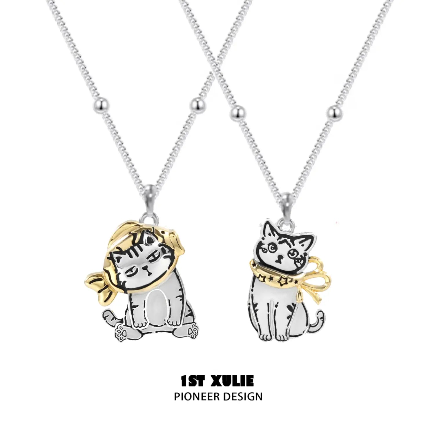 Graffiti Kitten Sterling Silver Pendant Necklace for Women - 925 Silver Lazy Cat Charm Jewelry - Perfect Gift for Cat Lovers, Birthday & Anniversary