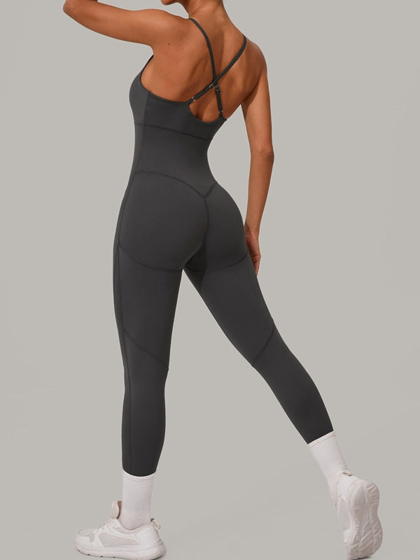 ZASUWA Women's Sexy Cross Back Push Up Jumpsuit - Stretchy Bodycon Romper for Date Night & Club Wear