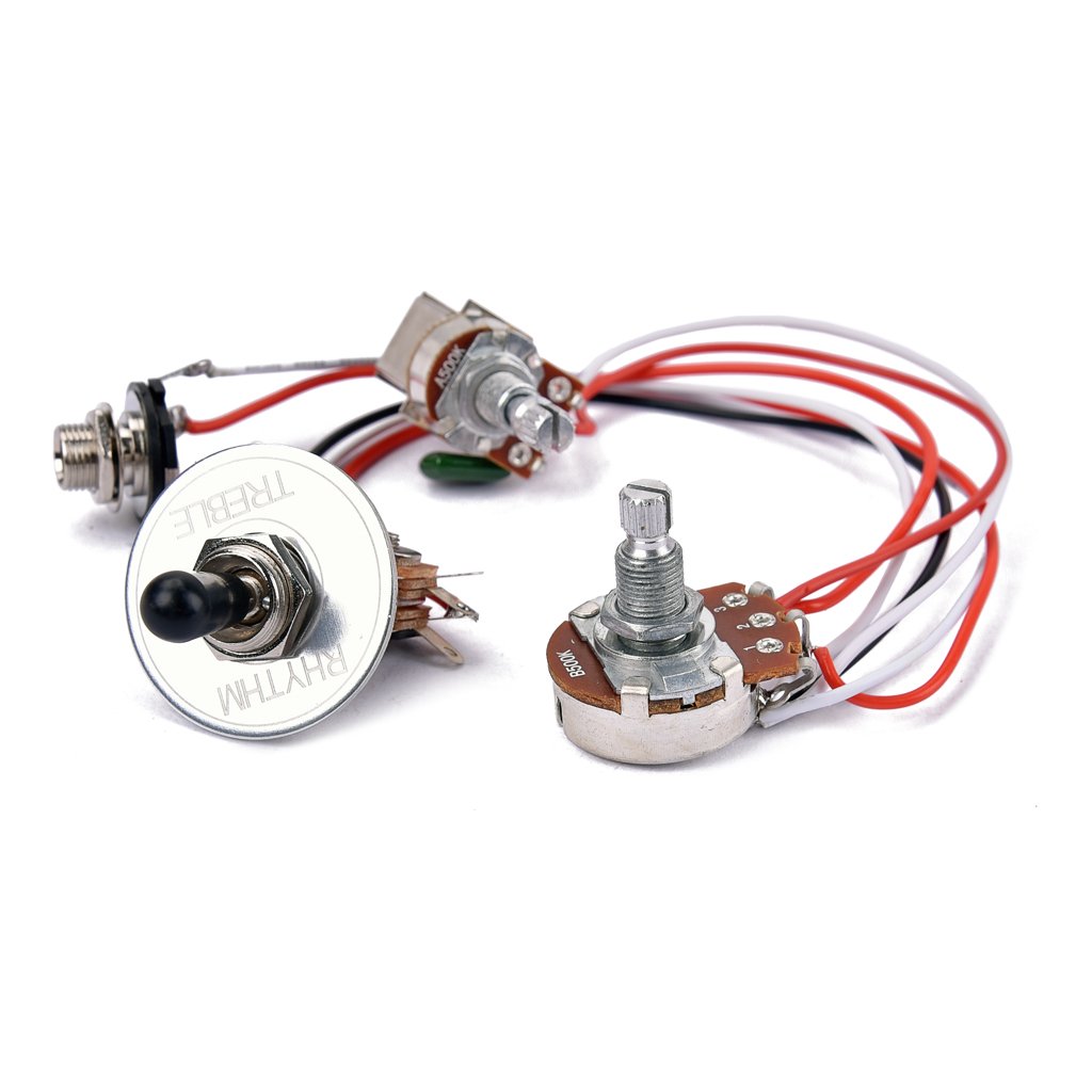 Alnicov Electric Guitar Wiring Harness Kit - Prewired 3-Way Toggle Switch with 1 Volume & 1 Tone Control, 500K Potentiometer & Output Jack - Perfect for DIY Guitar Upgrades & Repairs