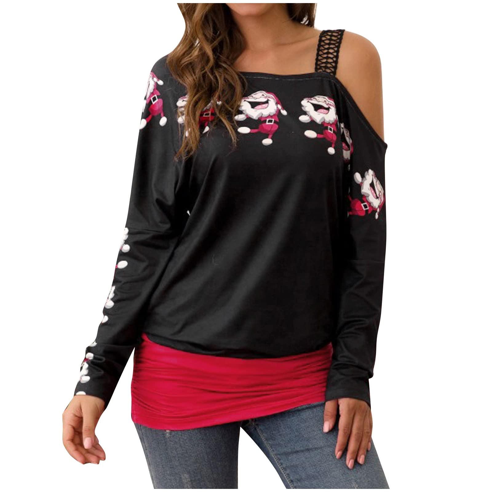 Women's Long Sleeve Blouse Shirt - Elegant Button Down Tops for Women, Christmas Party Outfit, Office Wear & Casual Fashion (Black)