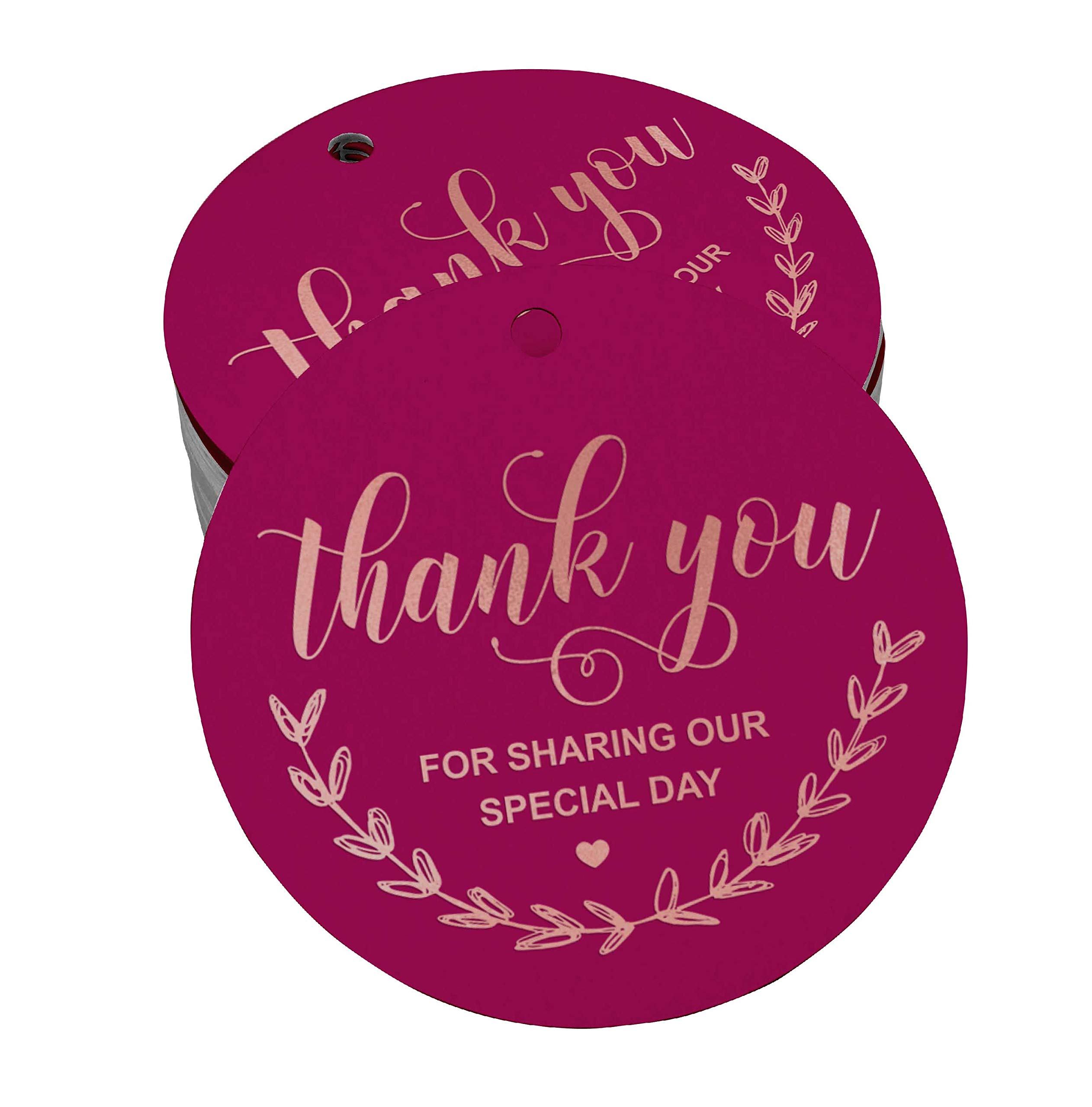100pcs Elegant Rose Gold Foil Thank You Tags - Perfect for Bridal Showers, Baby Showers, Weddings, Birthdays & Retirement Parties - DIY Craft Favor Hang Tags for Special Occasions & Gift Wrapping