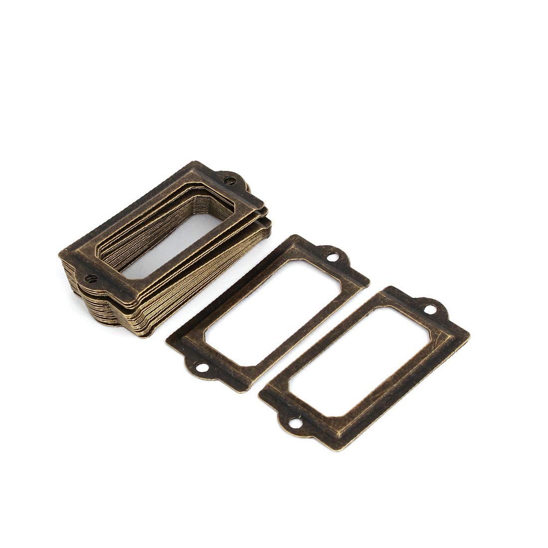 Premium Bronze Tone Iron Tag Label Frame 70mm x 33mm - 20pcs Set for Pharmacy & Office Organization - Durable Drawer Label Holder for Medical Cabinets, Retail Displays & Home Storage