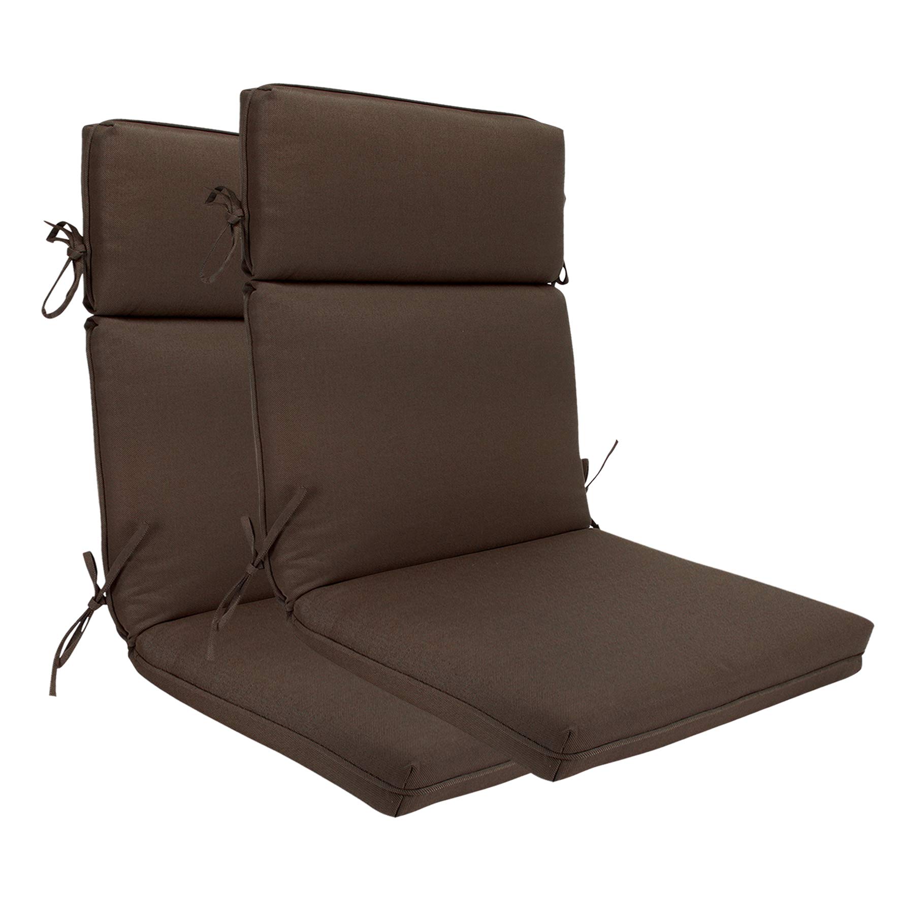BOSSIMA High Back Chair Cushions Set of 2 - Indoor/Outdoor Replacement Patio Seat Cushions, Olefin Fabric in Coffee/Chocolate Color - Perfect for Garden, Deck, Poolside & Patio Furniture