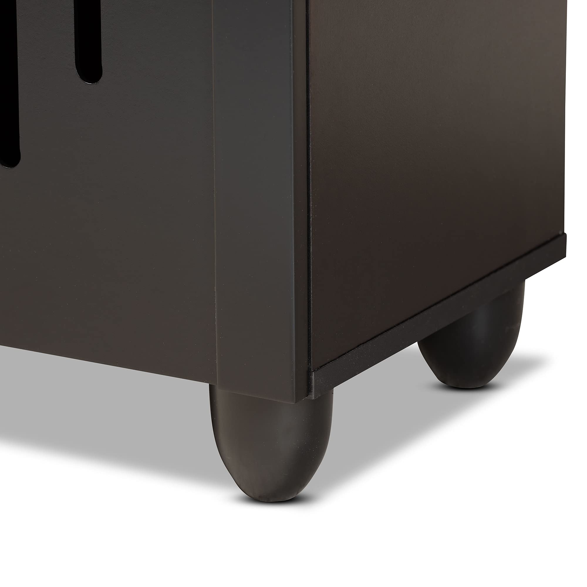 Baxton Studio Renley Modern Shoe Cabinet with Storage - Black and Silver Finish for Entryway, Hallway, or Bedroom Organization