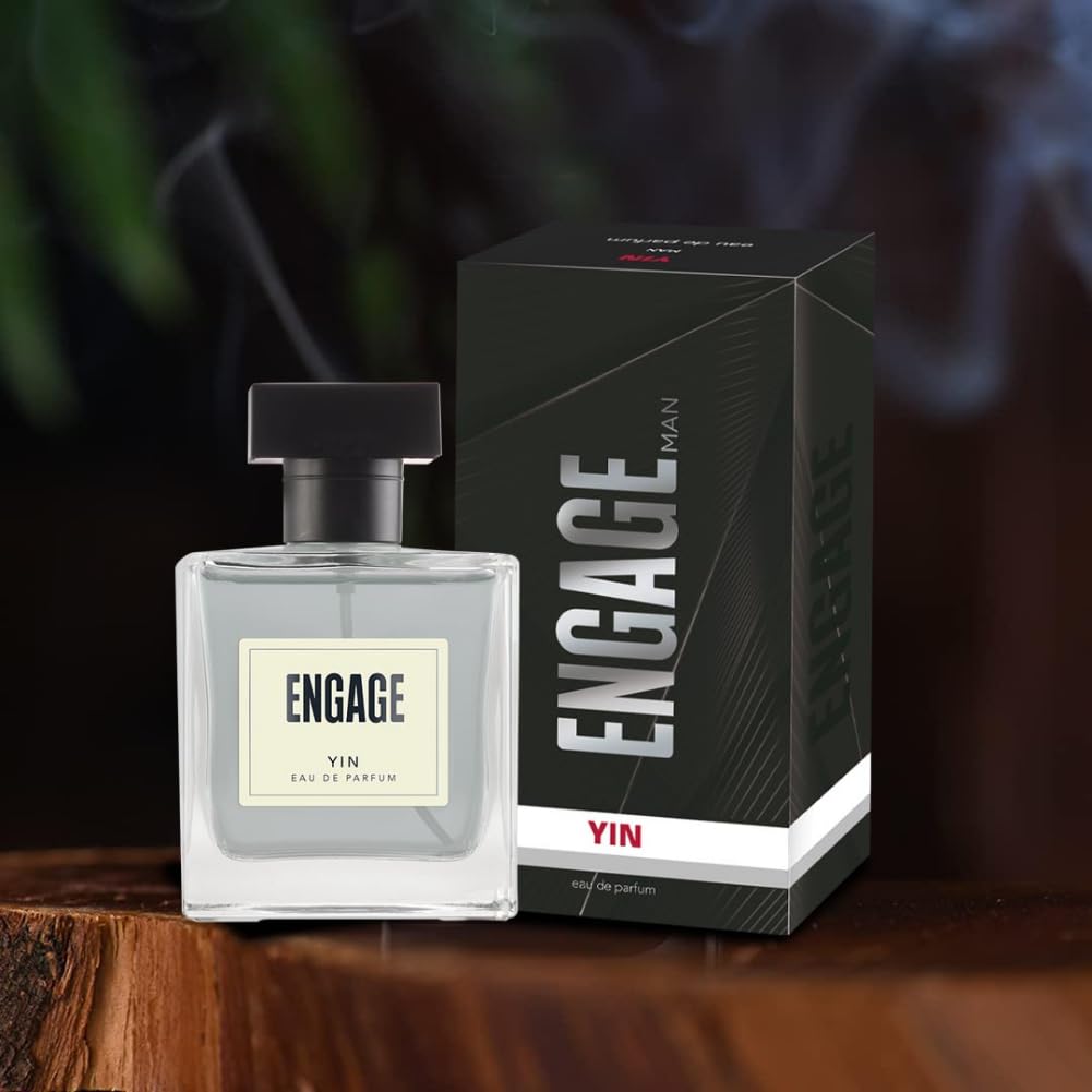 Engage Yin Perfume for Men - Long Lasting Spicy Woody Cologne | 100ml Eau de Toilette | Free Tester Included | Perfect Gift for Him | Office, Date Night & Special Occasions