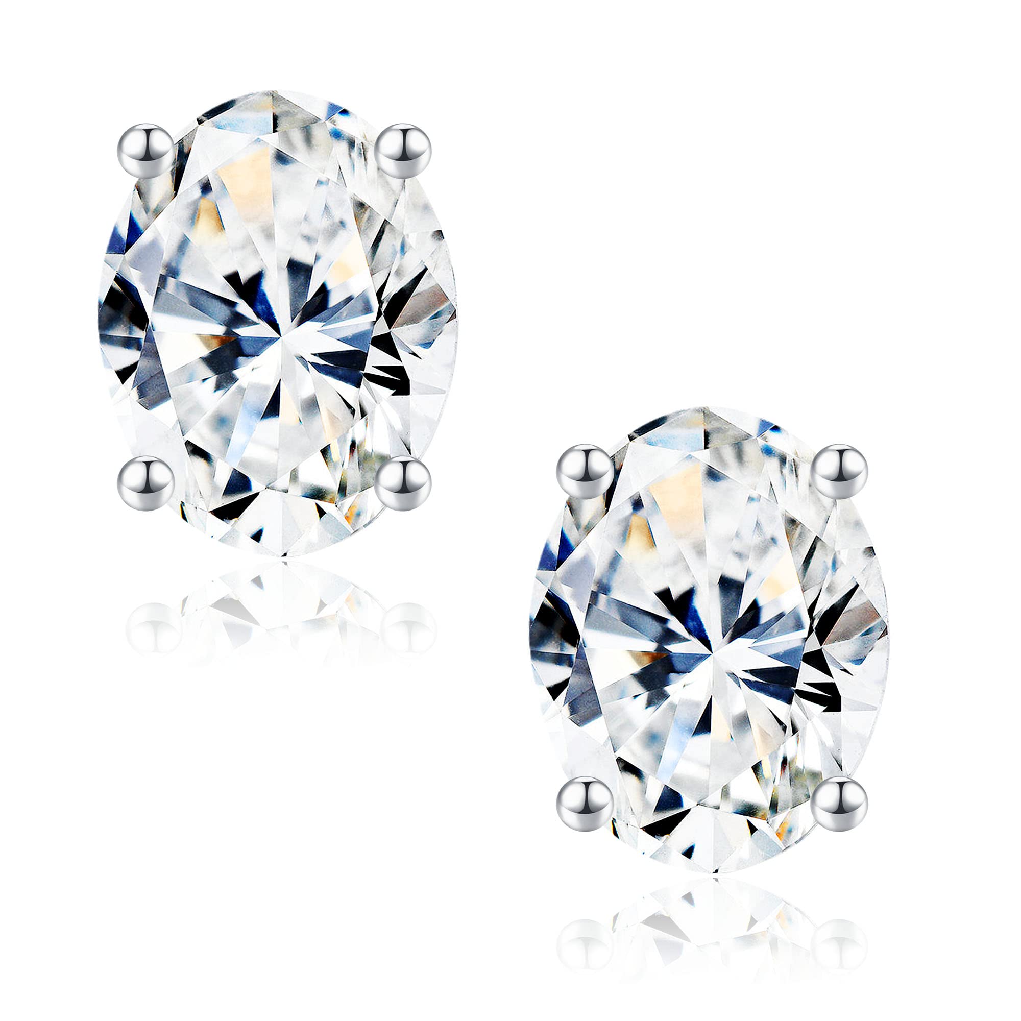 1-4 Carat Oval Cut Moissanite Stud Earrings for Women & Men - D Color VVS1 Clarity Lab-Created Diamond Alternative - Black Ruthenium Plated 925 Sterling Silver 4-Prong Setting - Perfect for Weddings, Anniversaries & Everyday Elegance