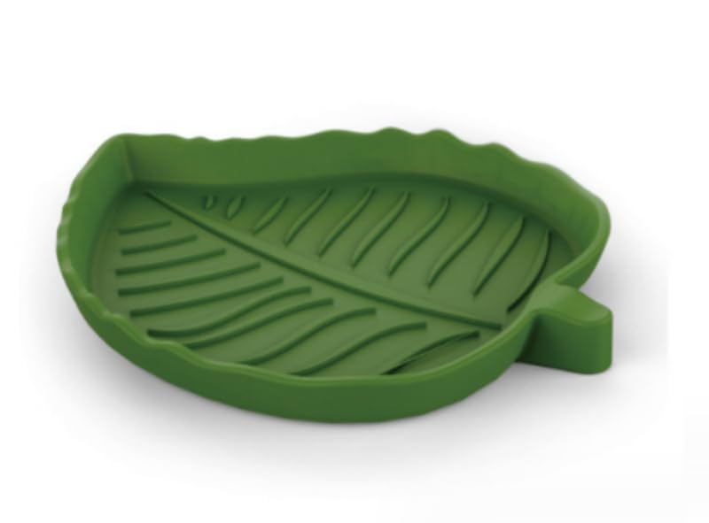 2 Sizes Reptile Leaf Food & Water Bowl Set - 2 Pieces Tortoise Terrarium Dish for Lizards, Snakes & Crawling Pets - Perfect for Drinking & Eating in Vivariums & Habitats