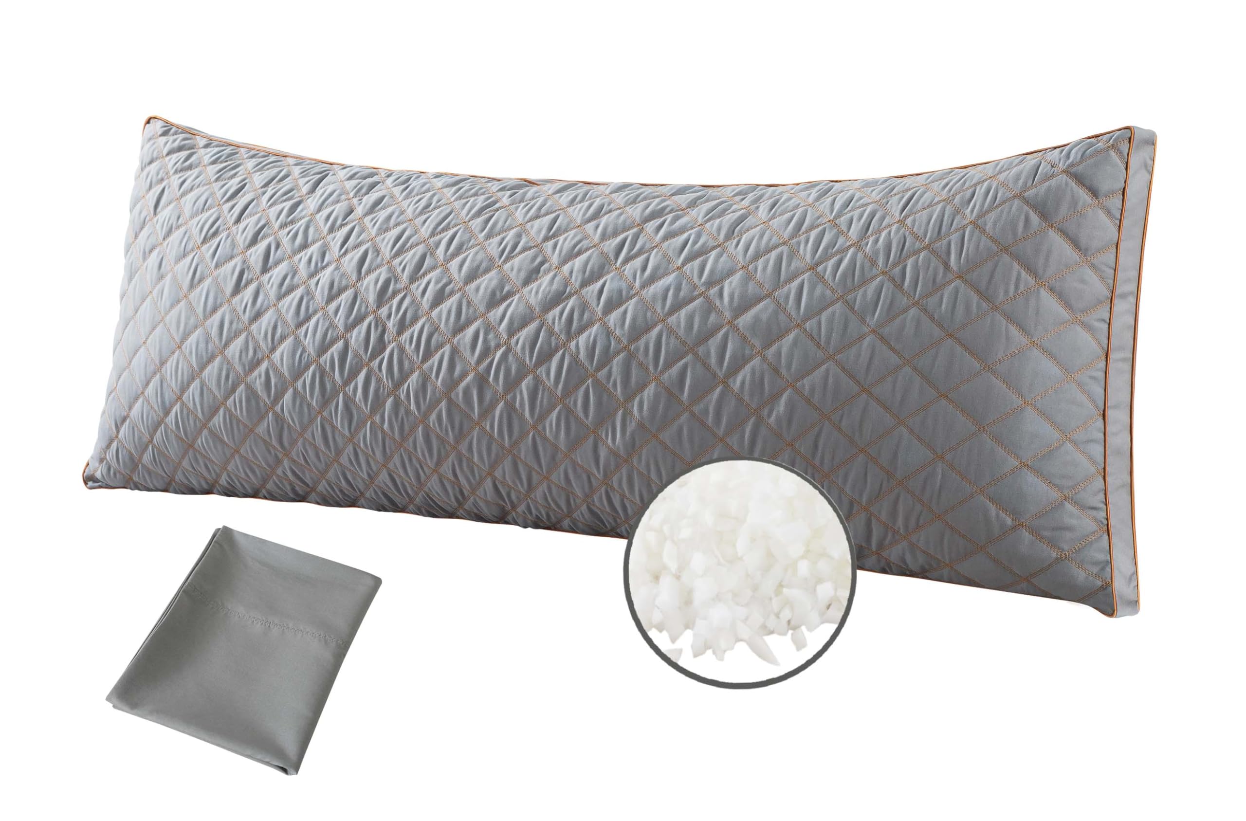Memory Foam Body Pillow for Adults - Extra Long Full Body Pillow for Side Sleepers & Pregnancy Support, Dark Grey - Perfect for Bed, Couch & Travel Comfort