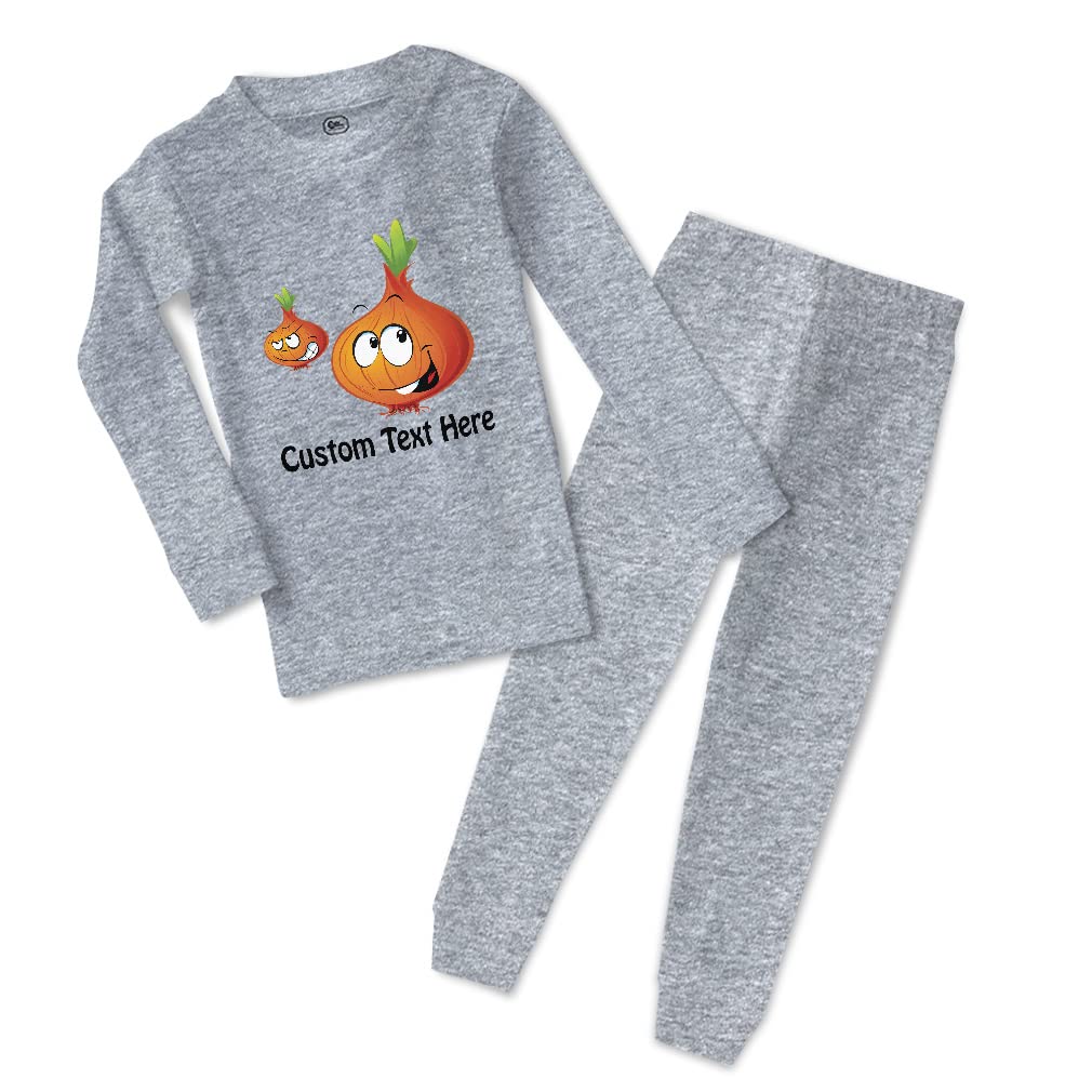 Custom Cotton Toddler Pajamas for Boys & Girls - Soft Onion Vegetable Print Baby Sleepwear Set - Snug Fit & Comfortable for Nighttime & Nap Time