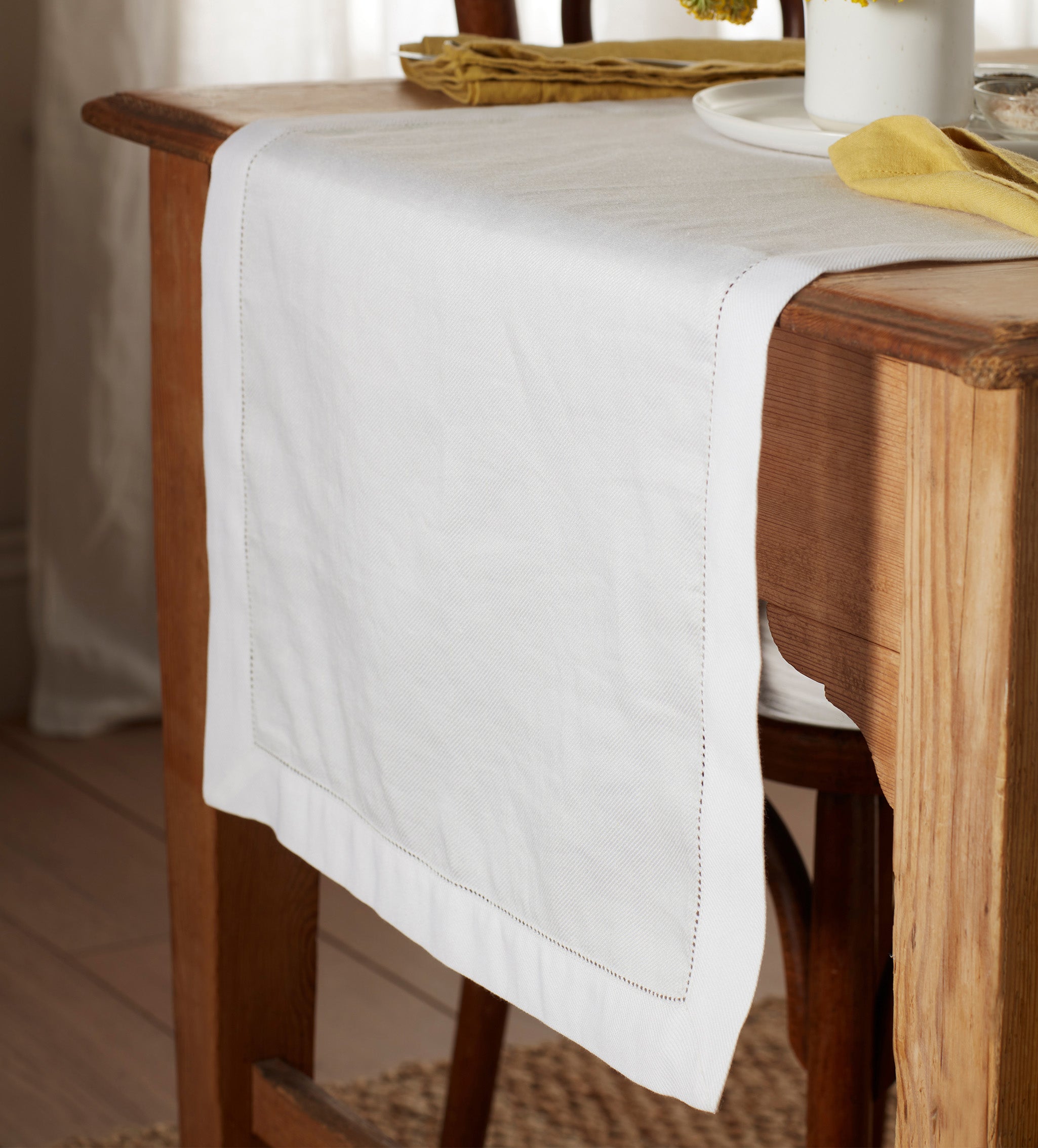 Premium Off-White Twill Cotton Linen Table Runner - Elegant Dining Table Decor for Weddings, Parties & Home Decor