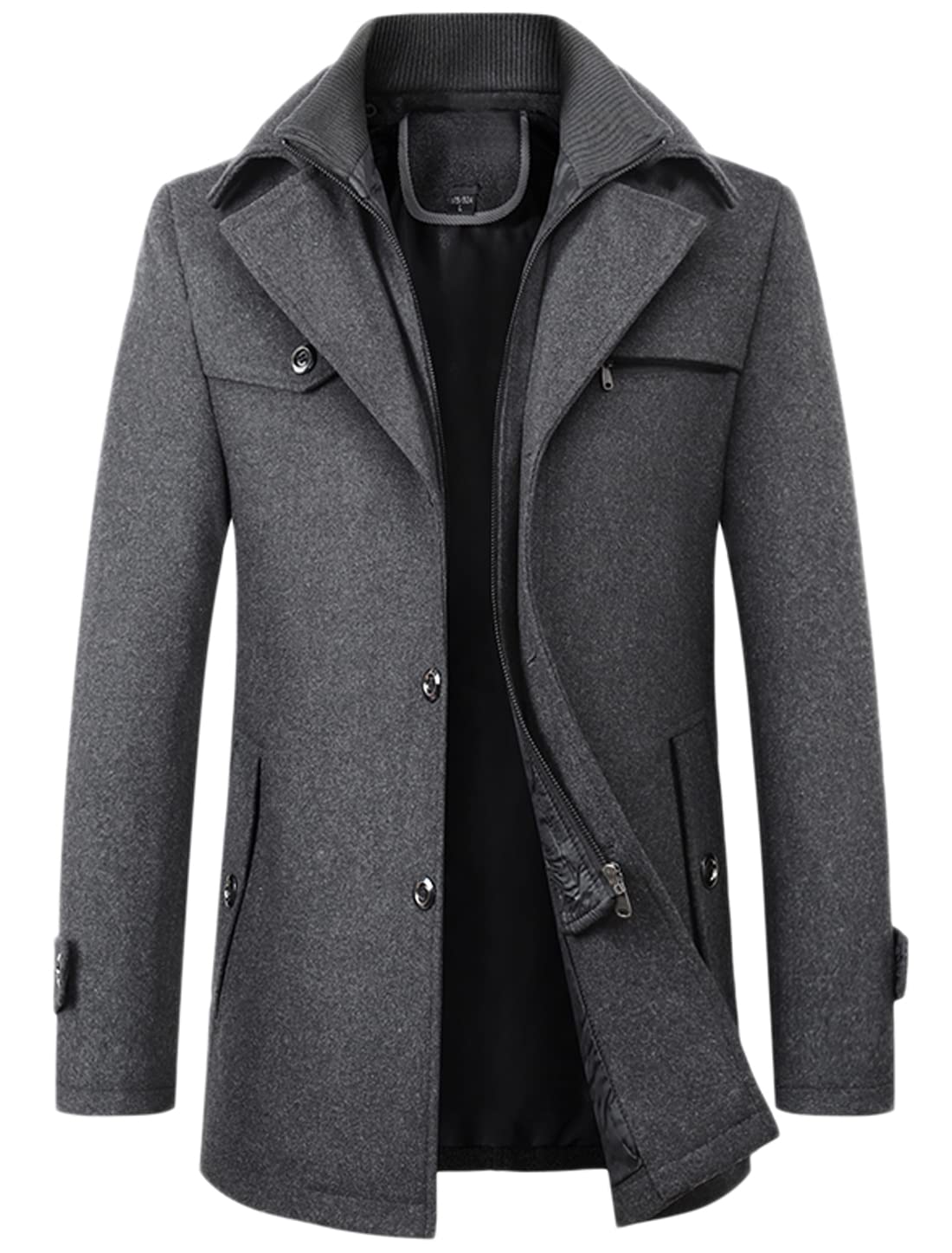 Stylish Men's Winter Wool Blend Single Breasted Military Peacoat Jacket - Warm & Fashionable Outerwear for Cold Weather, Office, and Casual Outings