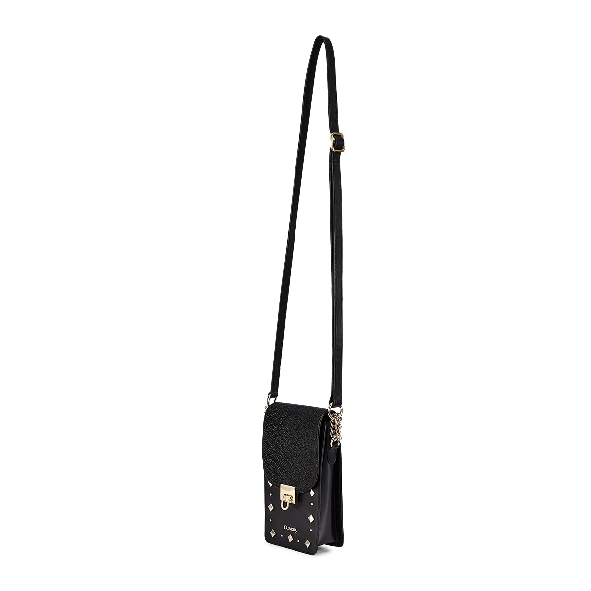 Genuine Stingray Leather Women's Phone Pouch - Black BOD38MA by Cuadra | Luxury Crossbody Cell Phone Holder for Everyday Use & Special Occasions