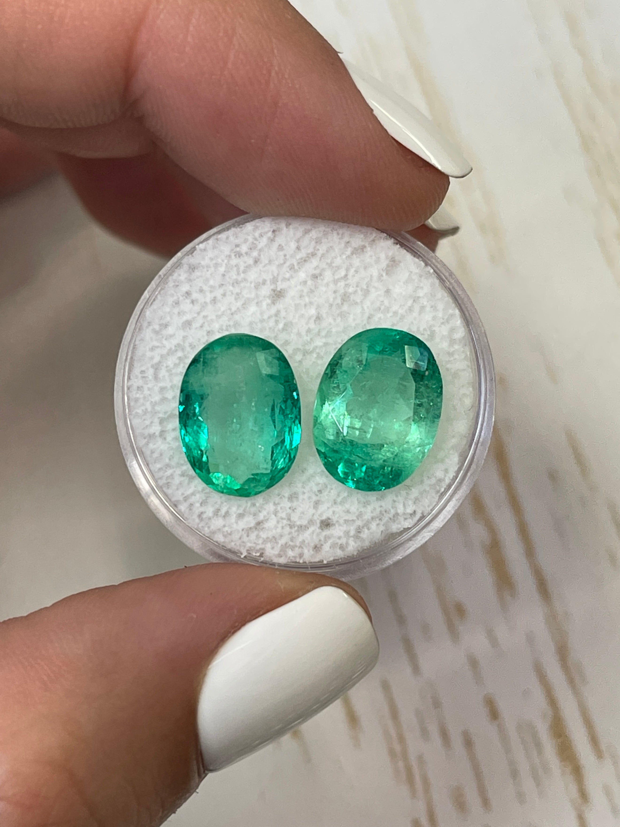 13x9 Oval Cut Colombian Loose Emeralds - 9.02tcw Matching Pair for Jewelry Making, Engagement Rings & Luxury Gifts