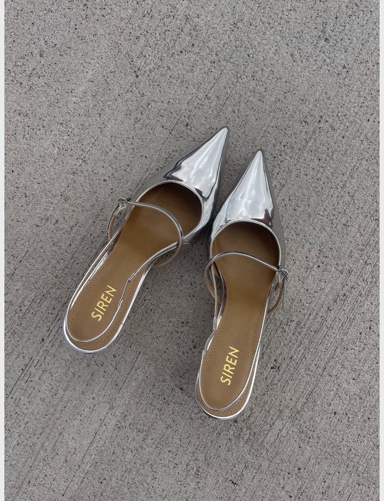 York Women's Slingback Heels - Silver Metallic Leather Pumps for Party, Wedding & Evening Wear - Comfortable Dress Shoes for Work & Special Occasions