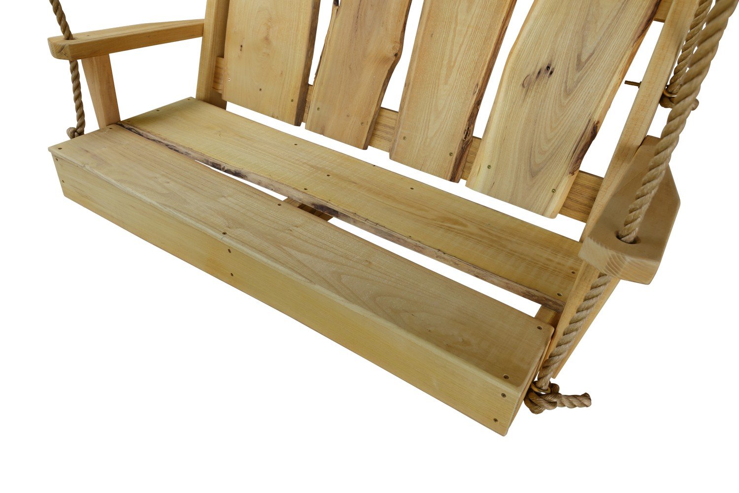 A&L Furniture Blue Mountain Timberland Swing with Rope - Heavy Duty Wooden Porch Swing for Outdoor Garden, Patio, Backyard Relaxation