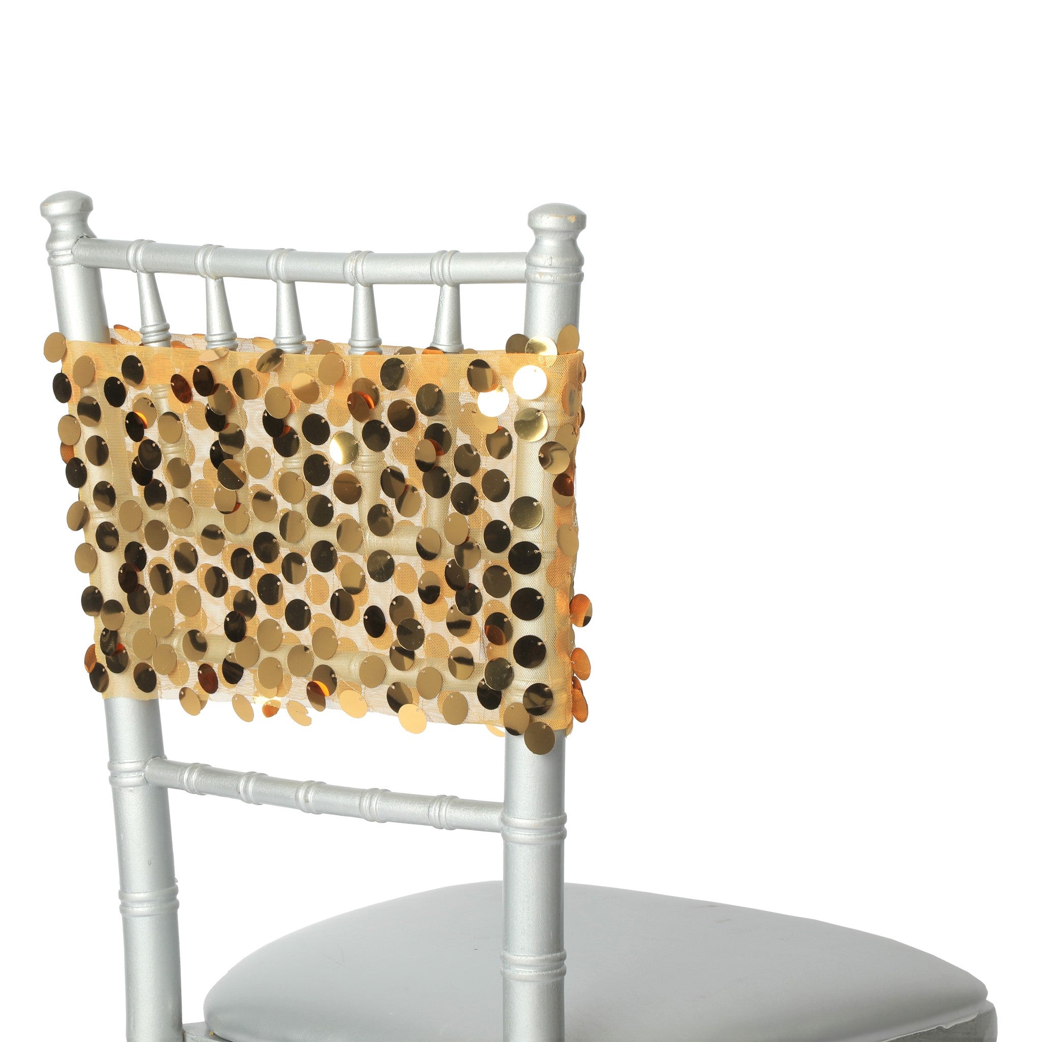 5-Pack Gold Payette Sequin Chair Bands - Elegant Wedding, Party & Event Decor for Chairs, Tables & Banquet Halls