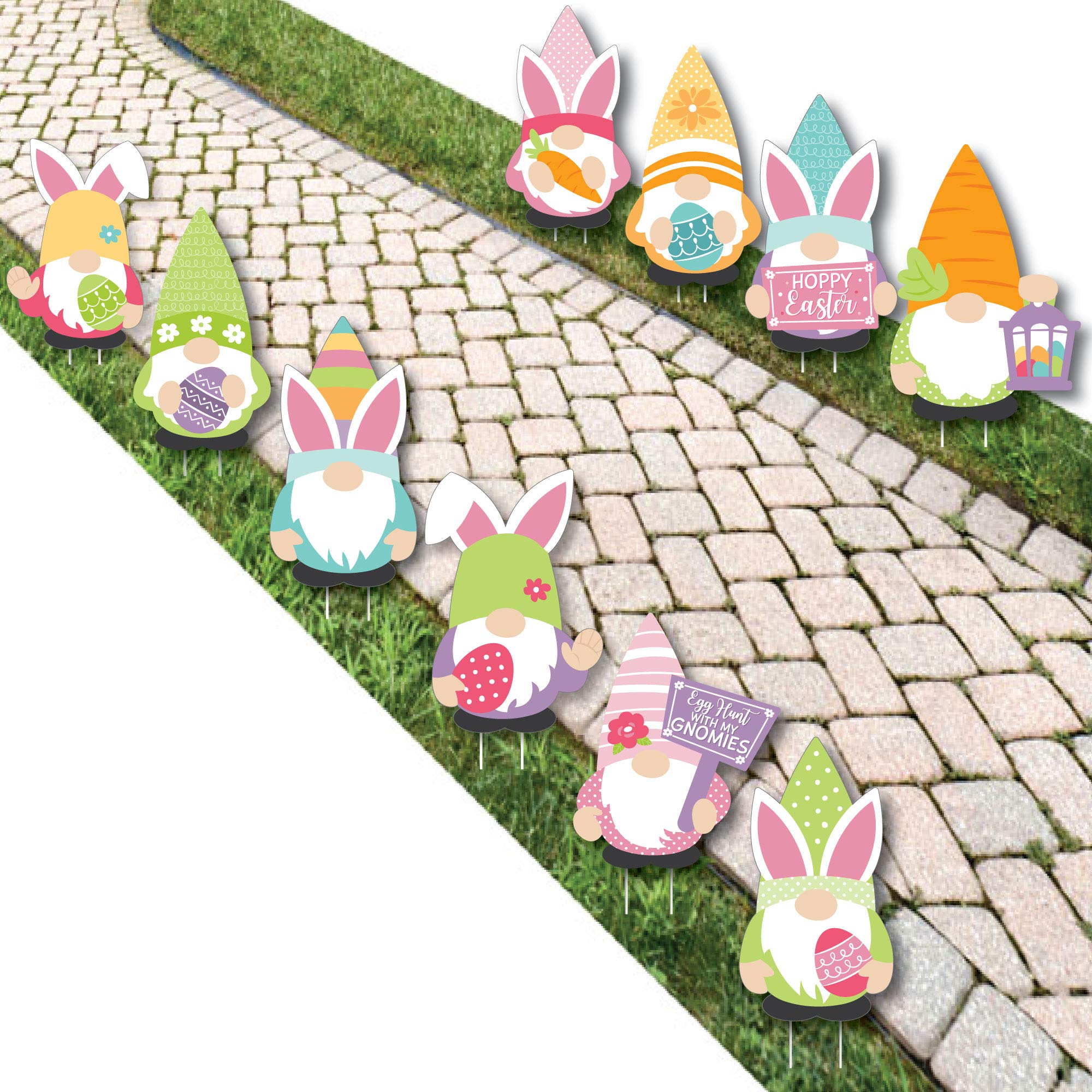 Big Dot of Happiness Easter Gnomes - 10-Piece Outdoor Lawn Decor Set for Spring Bunny Party Yard Decorations | Perfect for Easter Celebrations, Garden Parties & Seasonal Home Decor