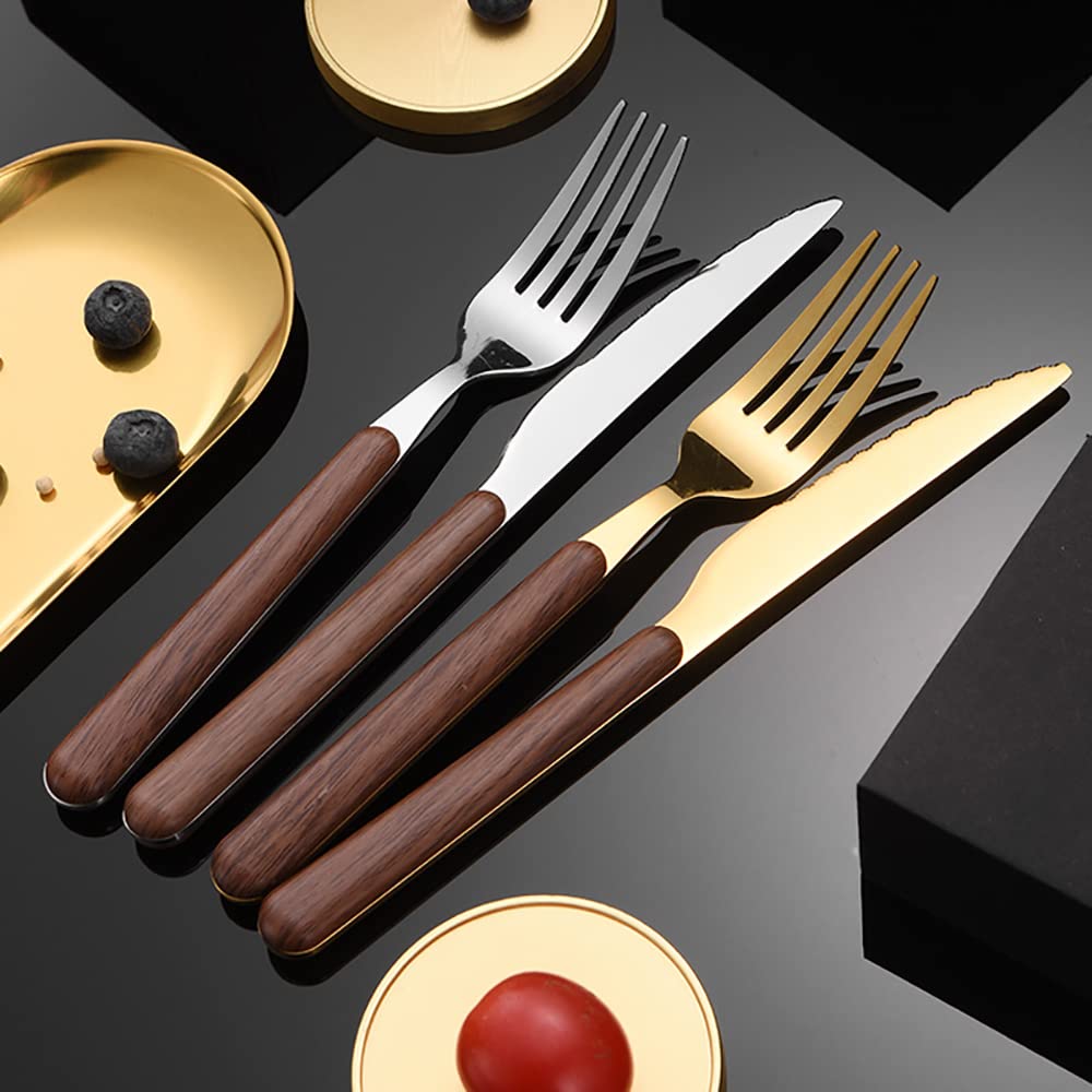 16-Piece Gold Silverware Set for 4 - Stainless Steel Flatware Set with Mirror Polish (Forks, Knives, Spoons) - Elegant Dinnerware for Family Gatherings, Weddings & Daily Dining