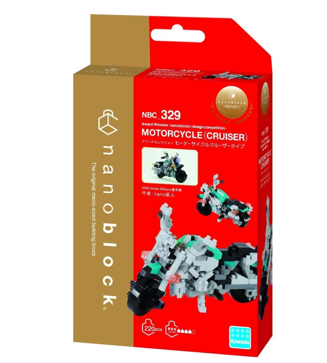 Nanoblock NBC 329 Motorcycle Cruiser Building Blocks - Miniature Model Kit for Adults & Teens - Perfect for Home Decor, Office Display & STEM Education