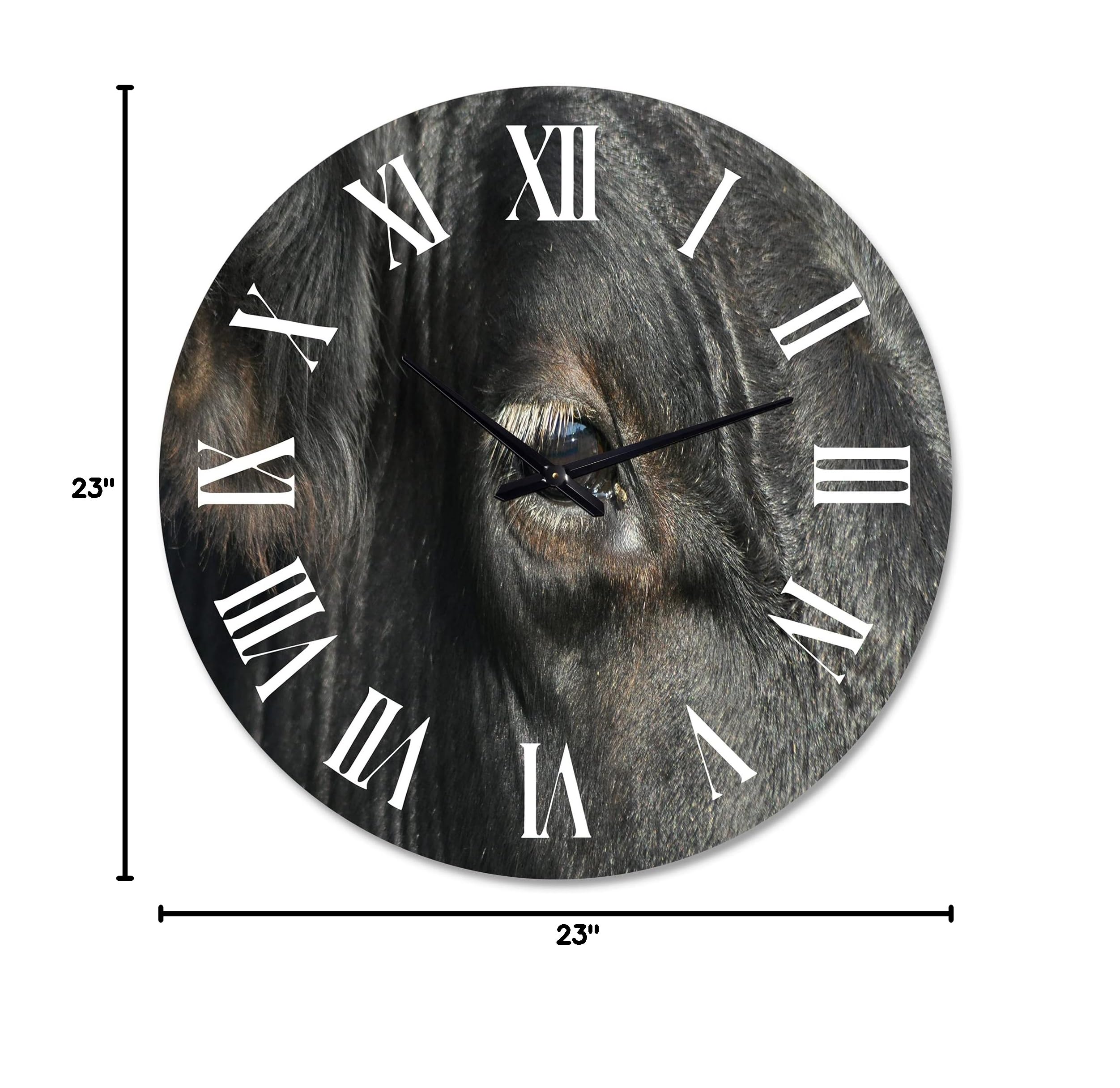 Farmhouse Wall Clock with Cow Grazing in Meadow - Large Animal Wall Clock for Living Room, Kitchen, Bedroom Decor - Rustic Home & Office Wall Art