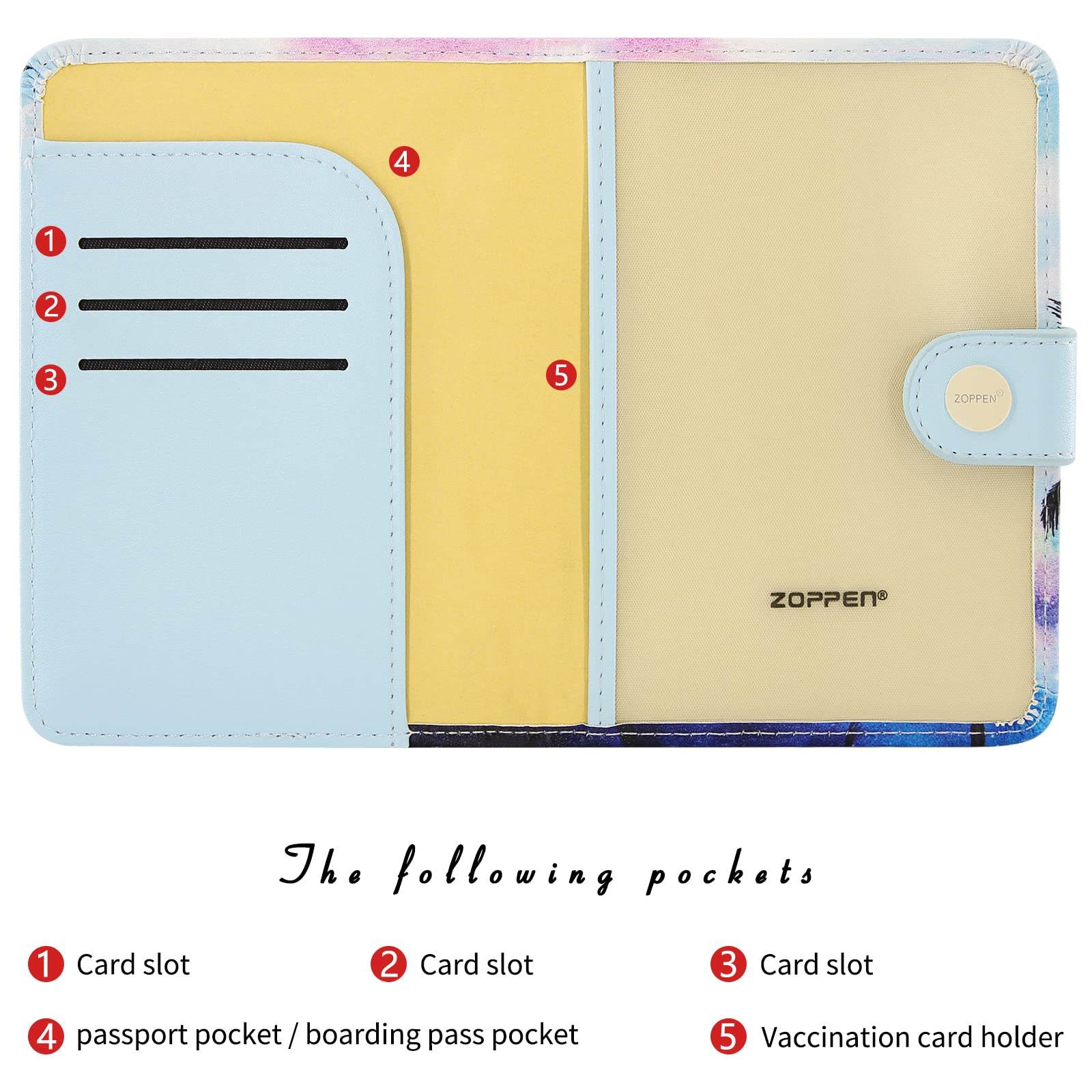 ZOPPEN RFID Blocking Passport Holder for Women - Leather Travel Wallet Cover with Document Organizer | Perfect for Airplane Trips, Vacations & International Travel Essentials