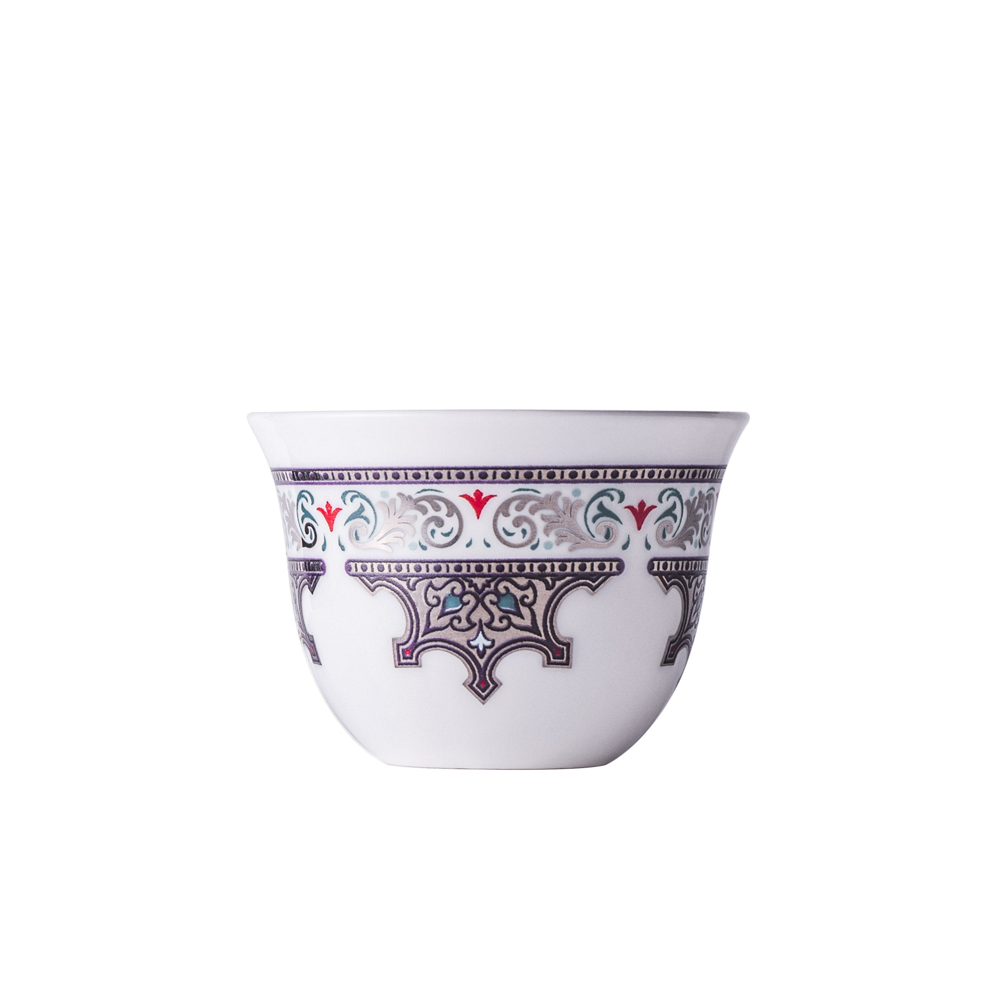 Dimlaj Suroor 6-Piece Platinum Cawa Cups Set - Premium Turkish Coffee Cups for Home, Office & Gifts - Perfect for Traditional Coffee Ceremonies & Elegant Entertaining