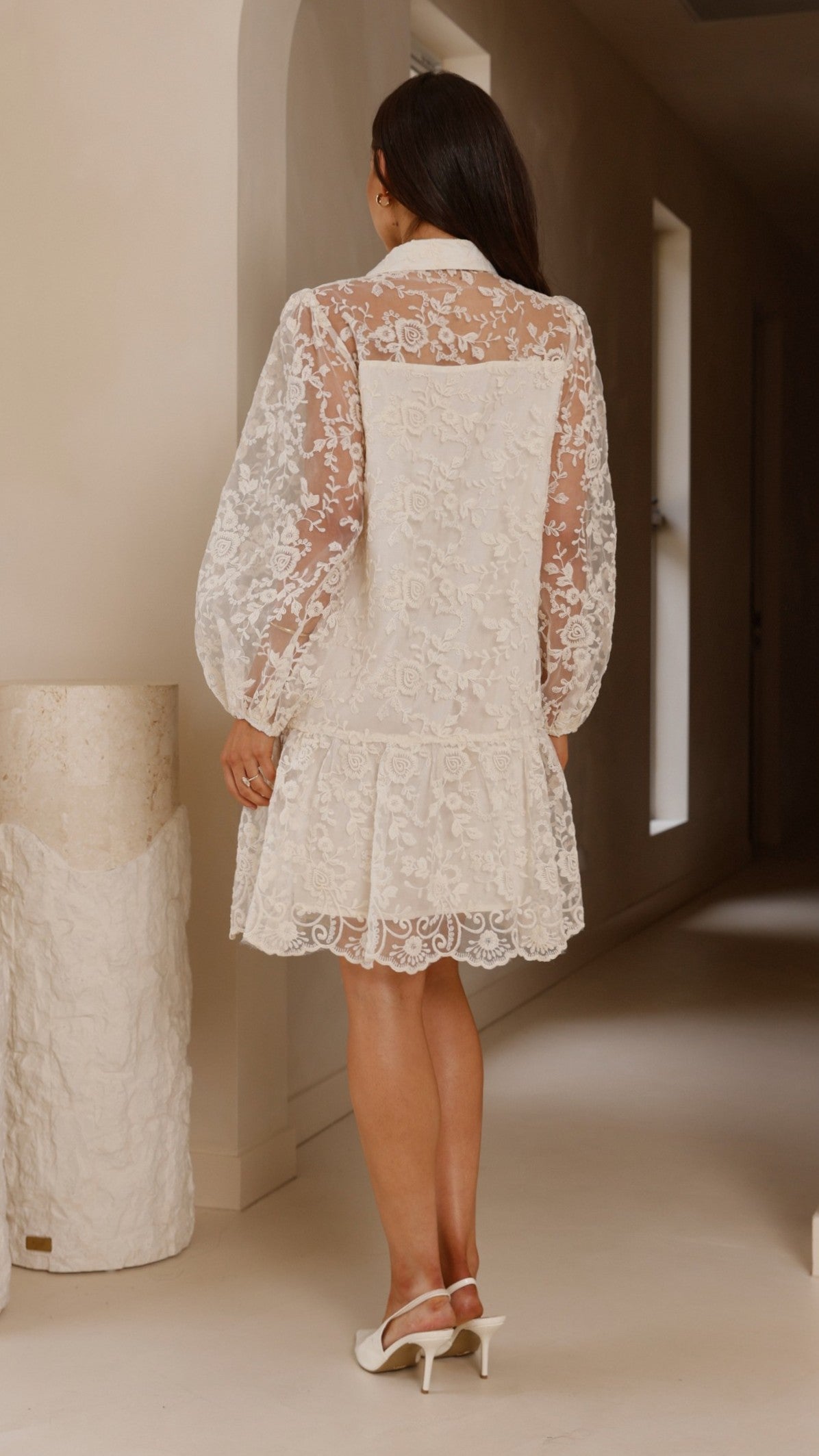 Elegant Acacia Lace Mini Dress in White - Perfect for Date Night, Cocktail Parties & Summer Weddings