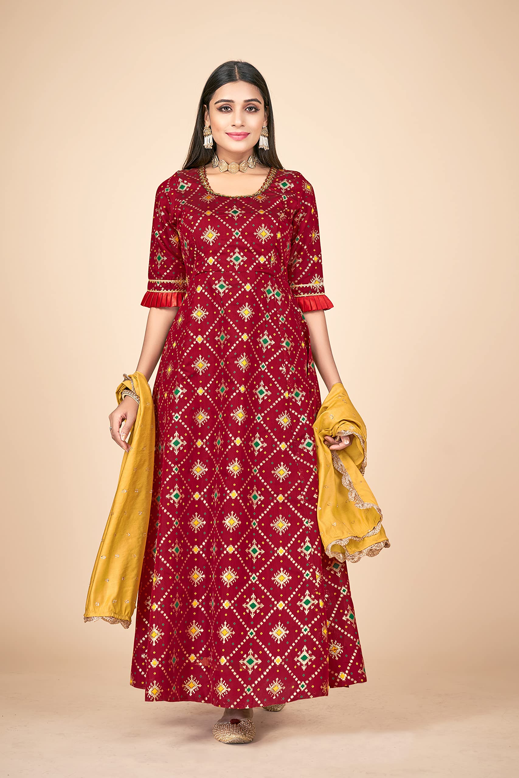 Elegant Indian Kurti for Women with Dupatta | Art Silk Flared Woven Ready-Made Kurtis & Kurta Tops | Perfect for Festivals, Weddings & Casual Wear