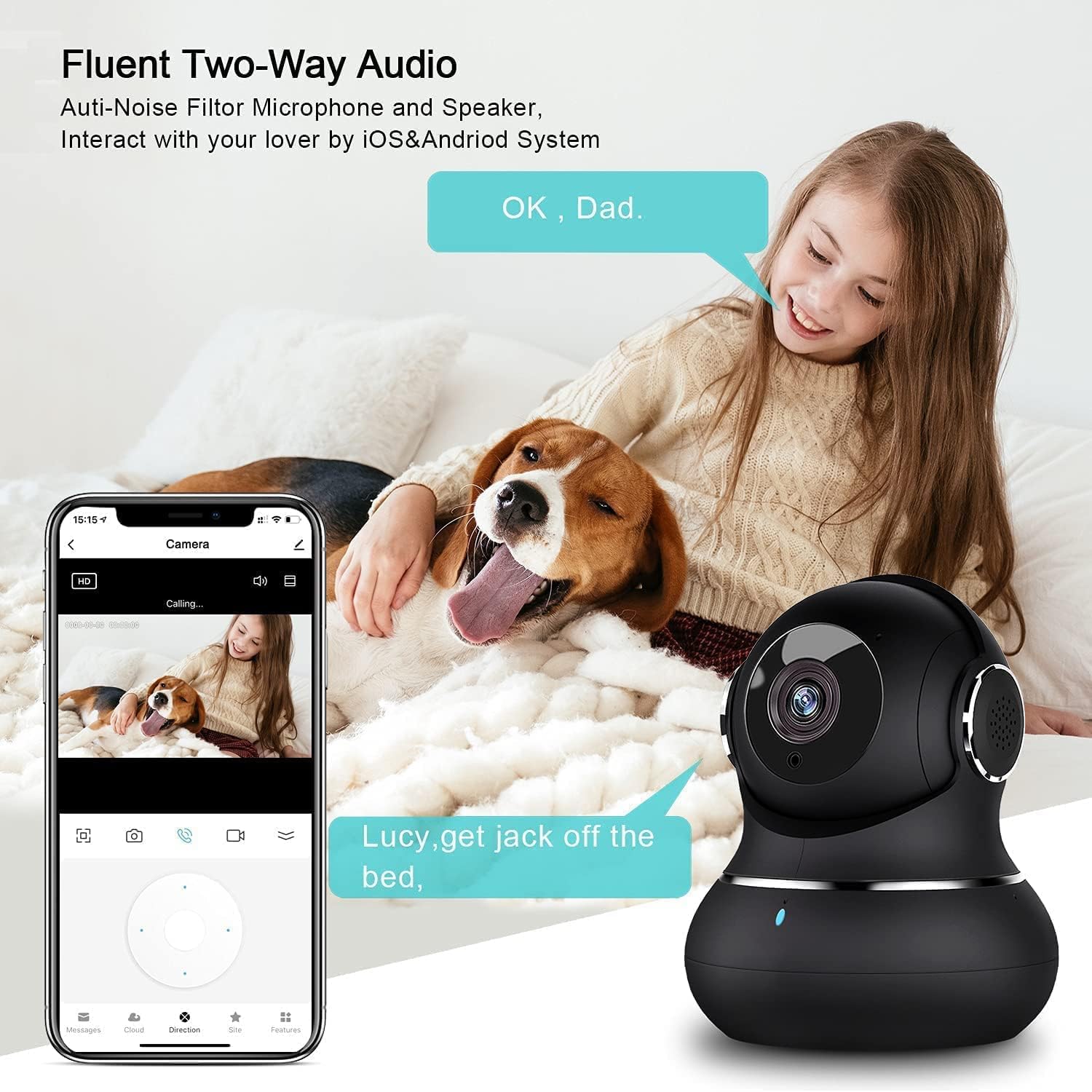 Litokam 2K Indoor Security Camera with 360° Motion Tracking & Night Vision - WiFi Pet Camera, Baby Monitor & Home Surveillance - Works with Alexa - Perfect for Pet Watching, Baby Monitoring & Home Security (2024 Model)
