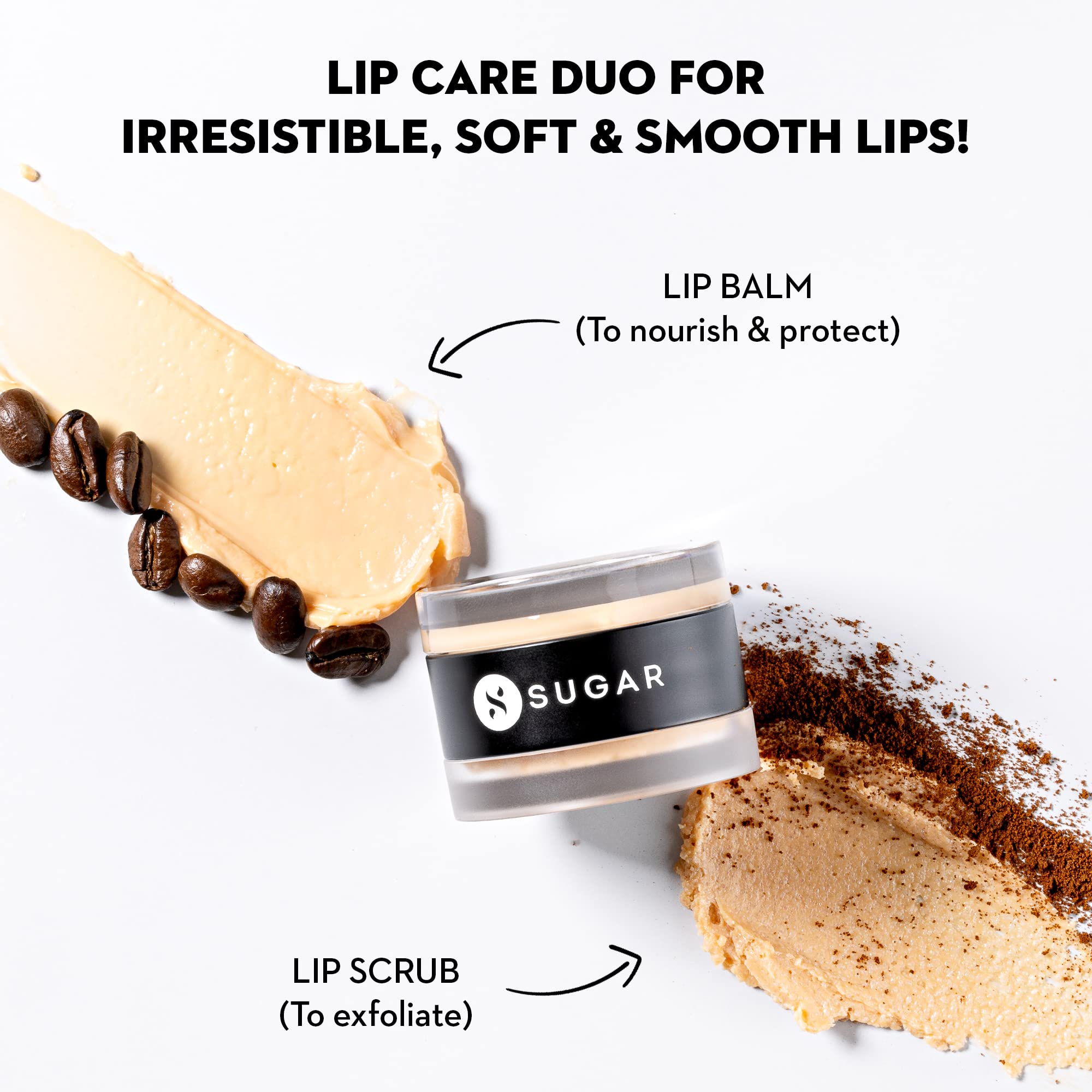 SUGAR Cosmetics Tipsy Lips Scrub & Balm Duo Set - Super Nourishing Lip Care for Dry, Chapped Lips - Irish Coffee Flavor (Sweet Boozy Scent) - Perfect for Winter Lip Care & Nighttime Routine