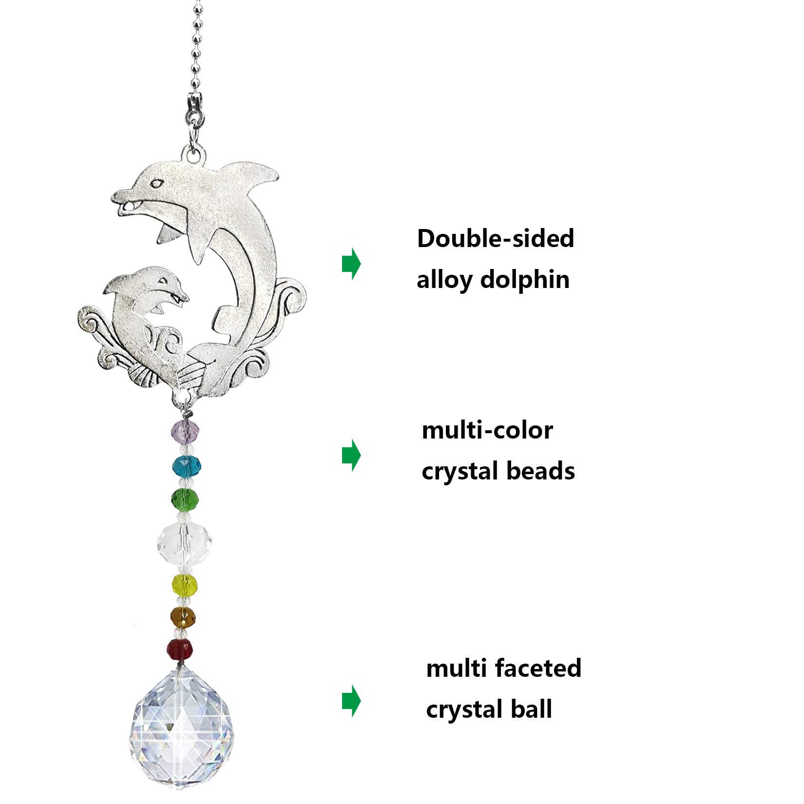 Crystal Dolphin Sun Catcher - Window Hanging Rainbow Maker Ornament with Prisms for Home & Garden Decor | Perfect for Living Rooms, Bedrooms, and Outdoor Spaces
