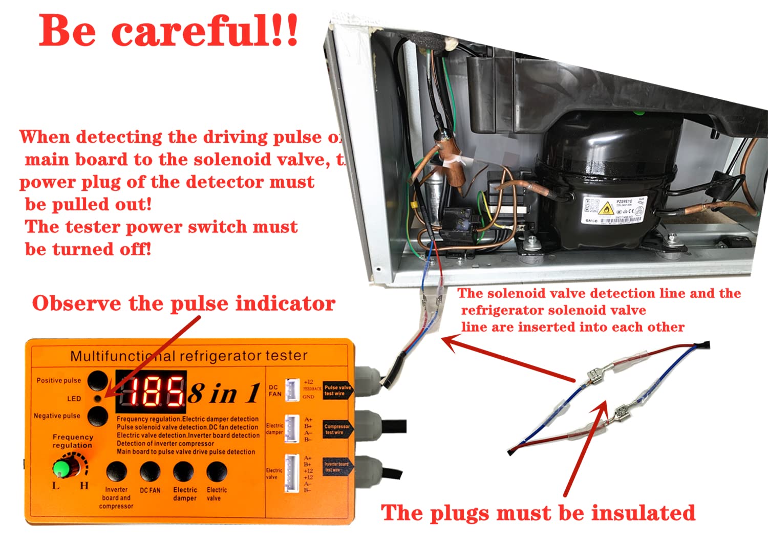 Refrigerator Multi-Function Diagnostic Tool - Inverter Board, Compressor, Electromagnetic Valve & Fan Throttle Tester | Professional Appliance Repair Kit for Home & Commercial Use