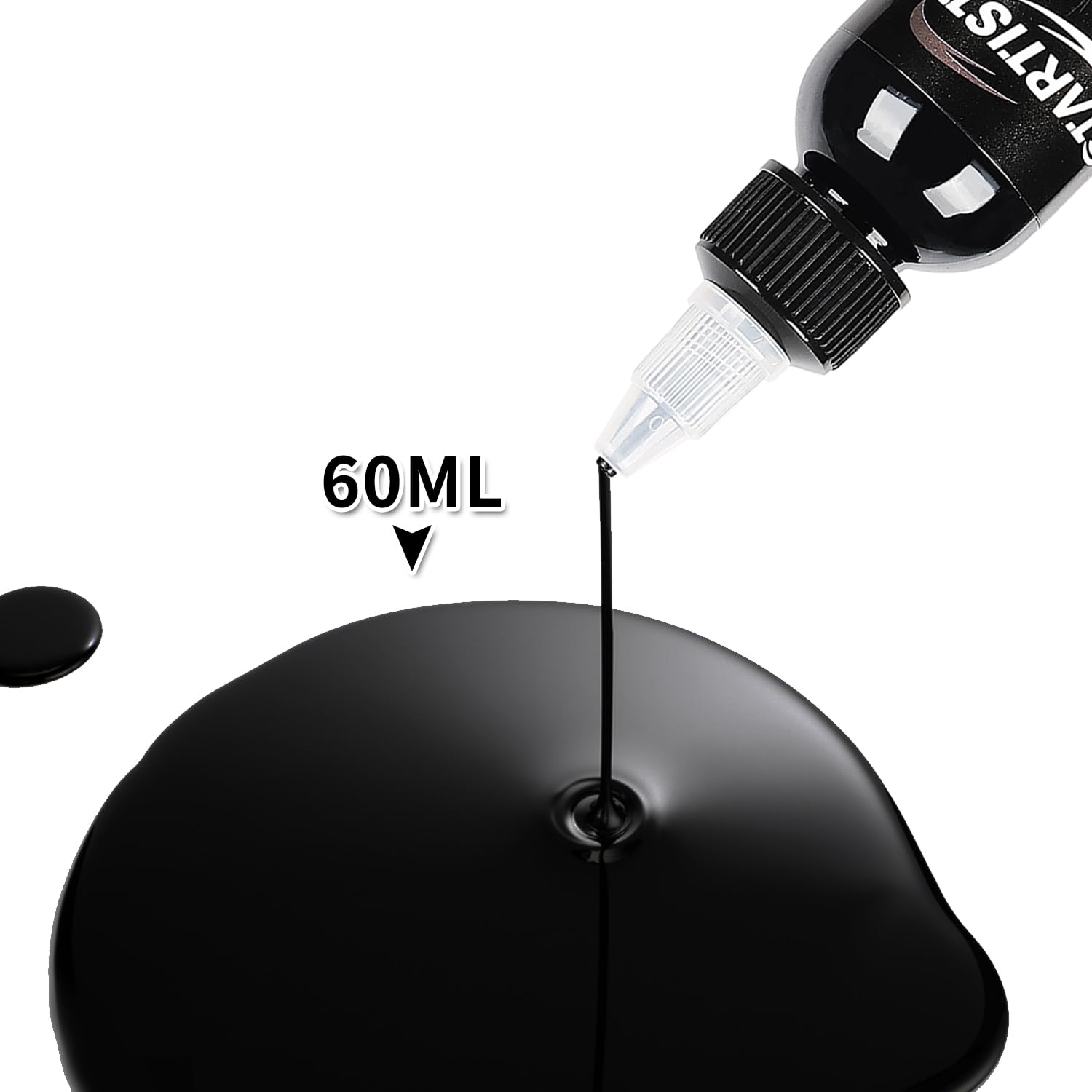 Premium Black Ink 2oz (60ml) - Professional Vegan-Friendly Pigment Ink for Calligraphy, Tattoo & Art Supplies | Ideal for Artists, DIY Crafts & Permanent Marking
