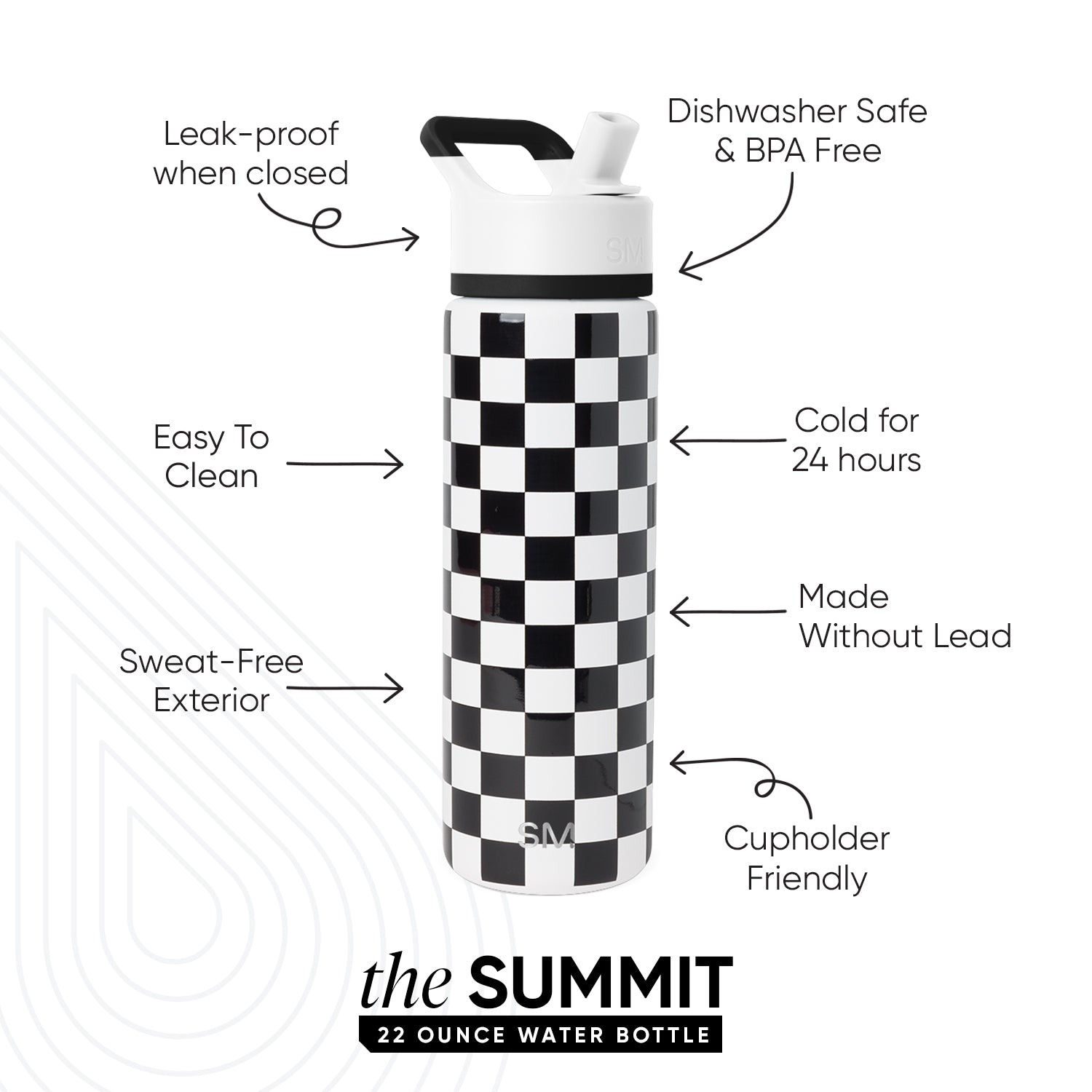 Summit Insulated Water Bottle with Straw Lid - Leakproof Stainless Steel Thermos for Gym, Hiking & Outdoor Activities