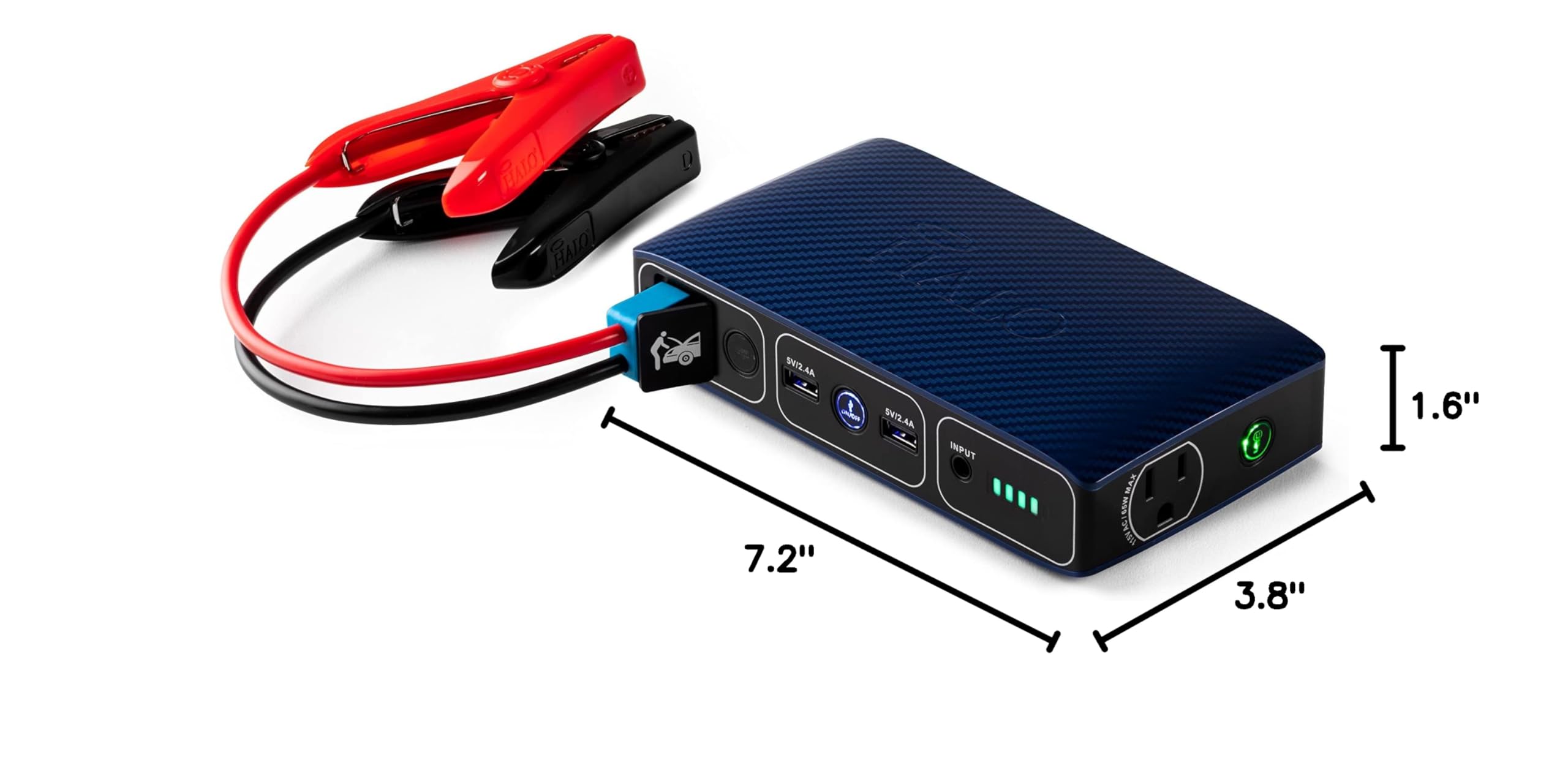 HALO Bolt 58830mWh Portable Power Bank with AC Outlet - USB Phone & Laptop Charger, Car Jump Starter, Includes Car Charger (Blue Graphite) - Perfect for Camping, Travel, and Emergency Power Outages