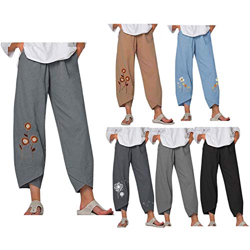 SHOPESSA Women's Linen Harem Pants - Y2K Style Capri Sweatpants, Baggy Boho Cotton Linen Pants for Women | Casual Lounge Wear, Yoga Pants, Summer Vacation Outfit