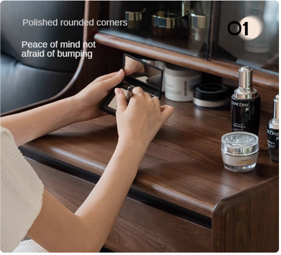 Black Walnut Solid Wood Lighted Vanity Dressing Table with Mirror - Elegant Makeup Desk for Bedroom, Bathroom, or Boudoir
