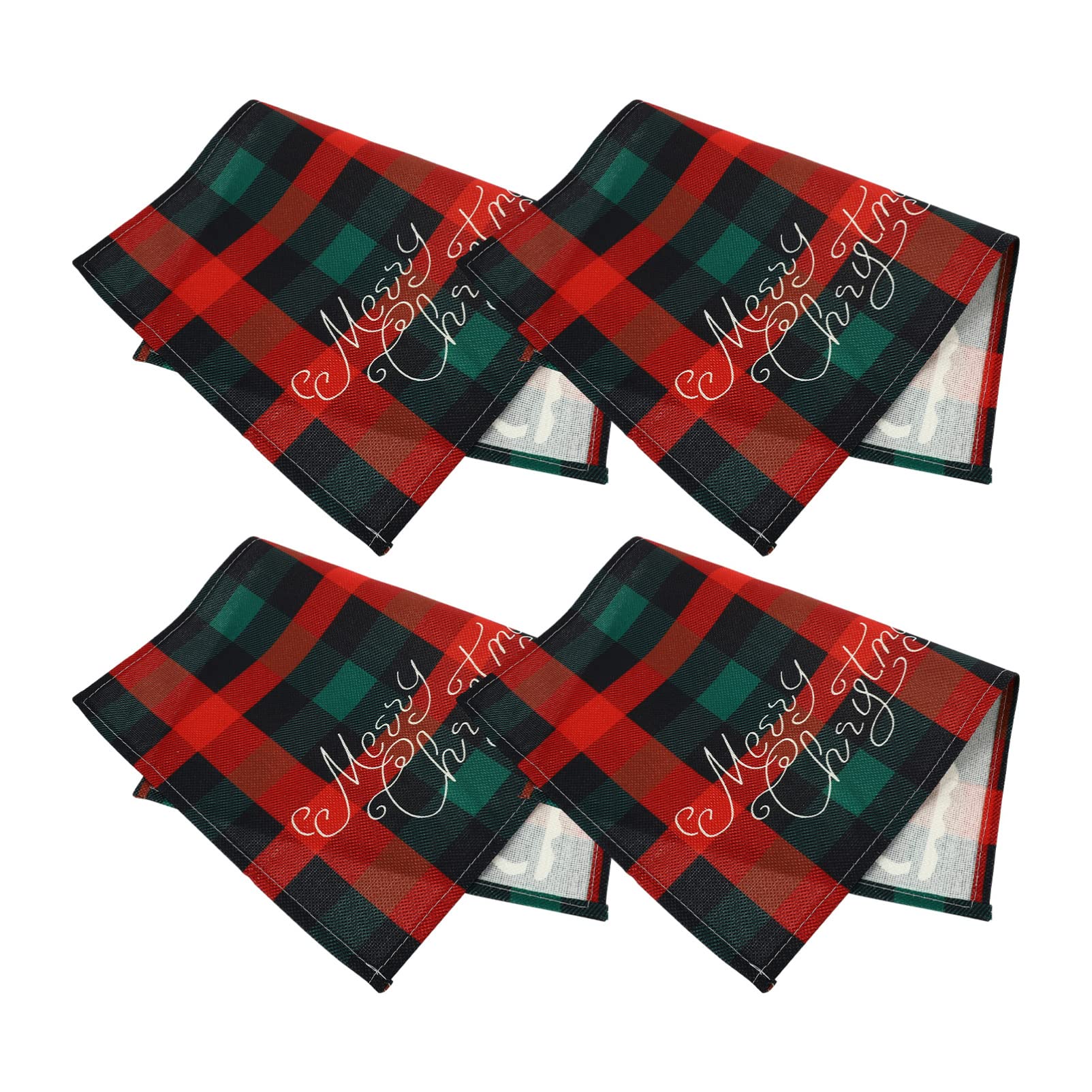 4-Piece Christmas Placemats Set - Buffalo Plaid Holiday Coasters & Drying Mats for Coffee & Tea - Festive Red Xmas Table Mats with Printed Cloth Design - Perfect for Holiday Dining, Kitchen Decor & Seasonal Entertaining