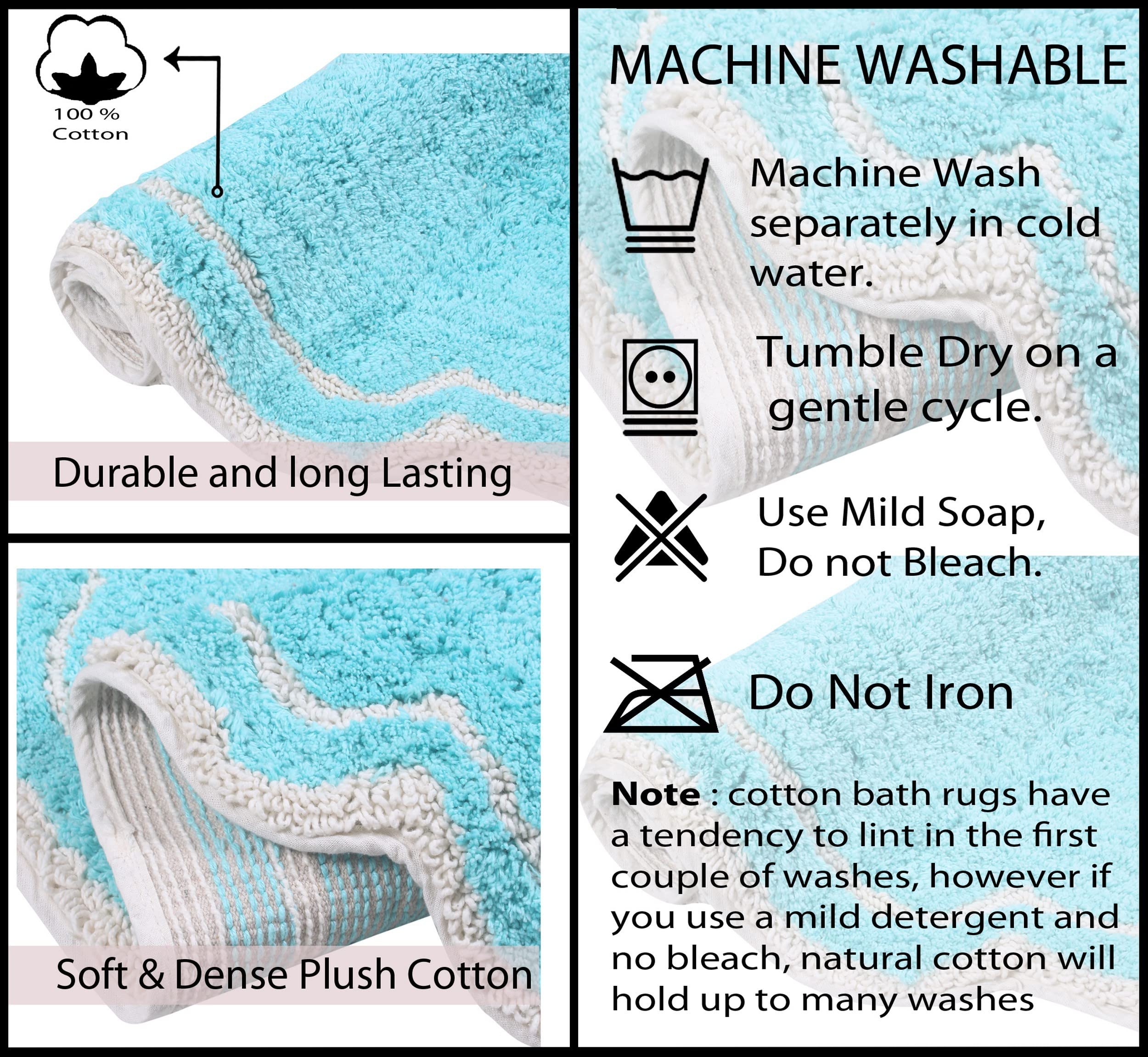 Premium U-Shaped Contour Toilet Rug - Extra Thick Non-Slip Bath Mat, 100% Cotton Soft & Absorbent, Machine Washable 20