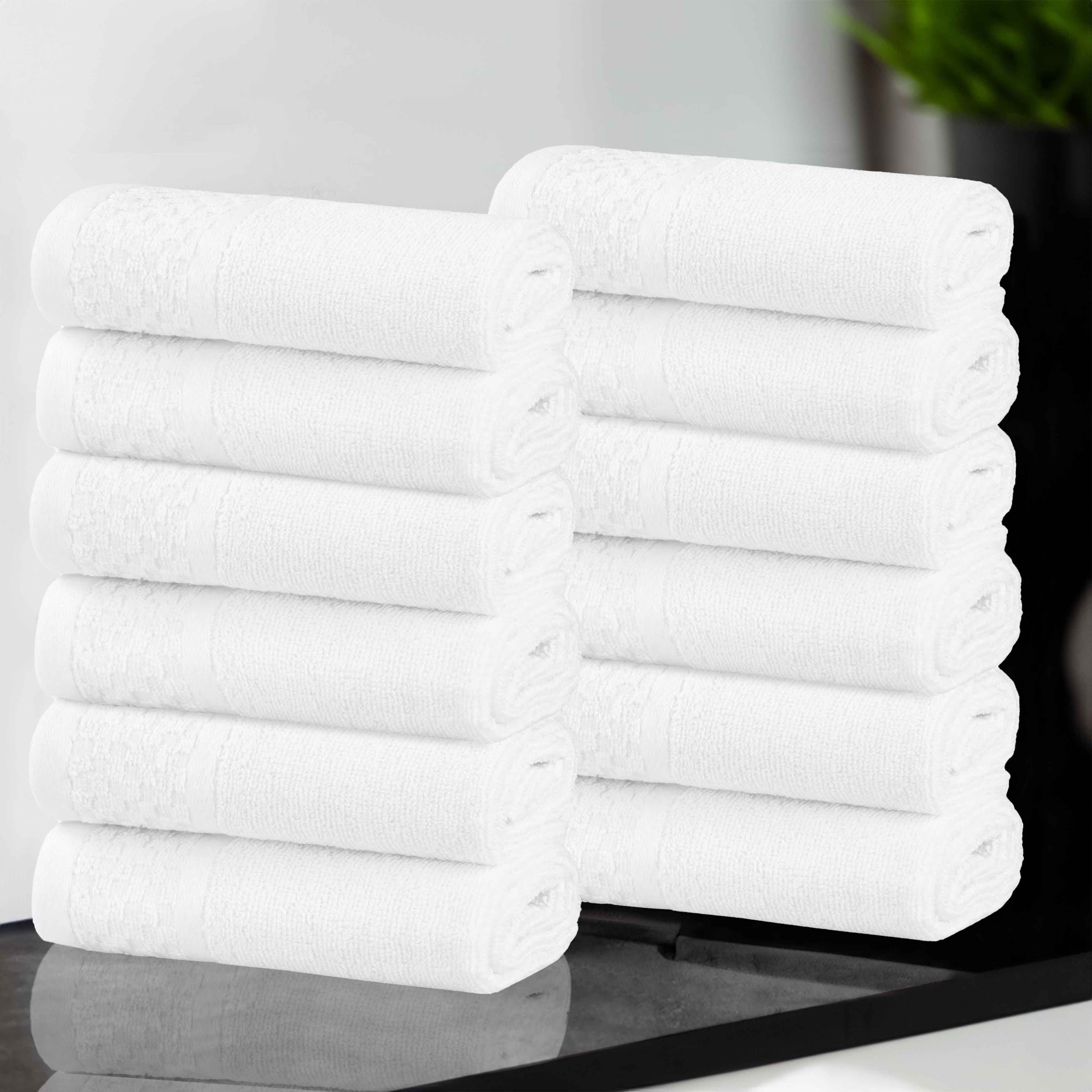 Premium 12-Piece Cotton Plush Jacquard Face Towel Set - Soft & Absorbent Solid & Two-Toned Bath Towels for Spa, Gym & Luxury Home Use