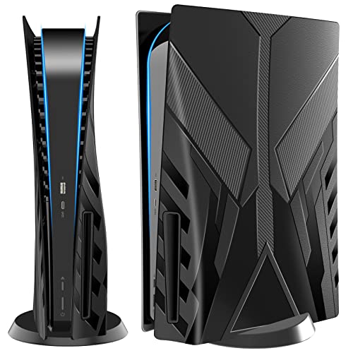HEYSTOP PS5 Face Plates - Shockproof & Anti-Scratch Hard Shell Cover Replacement for Playstation 5 Disc Edition - Dustproof Protection for PS5 Console Accessories - Perfect for Gaming Setups & Display Collections (Black)