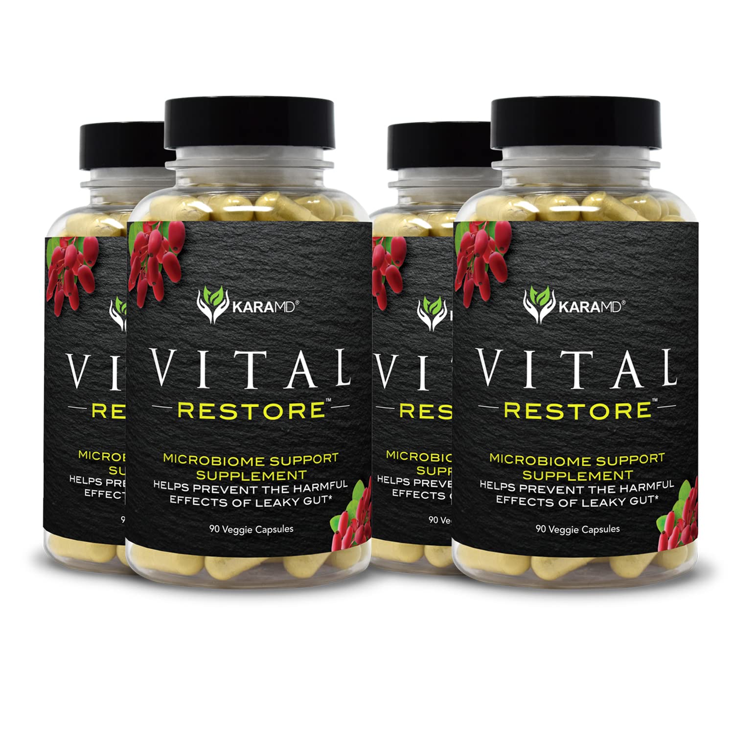 KaraMD Vital Restore - Doctor Formulated Leaky Gut Repair Supplement for Gastric & Intestinal Health | Probiotic Enzymes, Energy Boost & Gut Lining Support | Natural Digestive Aid (4 Packs) - Ideal for Digestive Comfort After Meals & Gut Health Maintenance