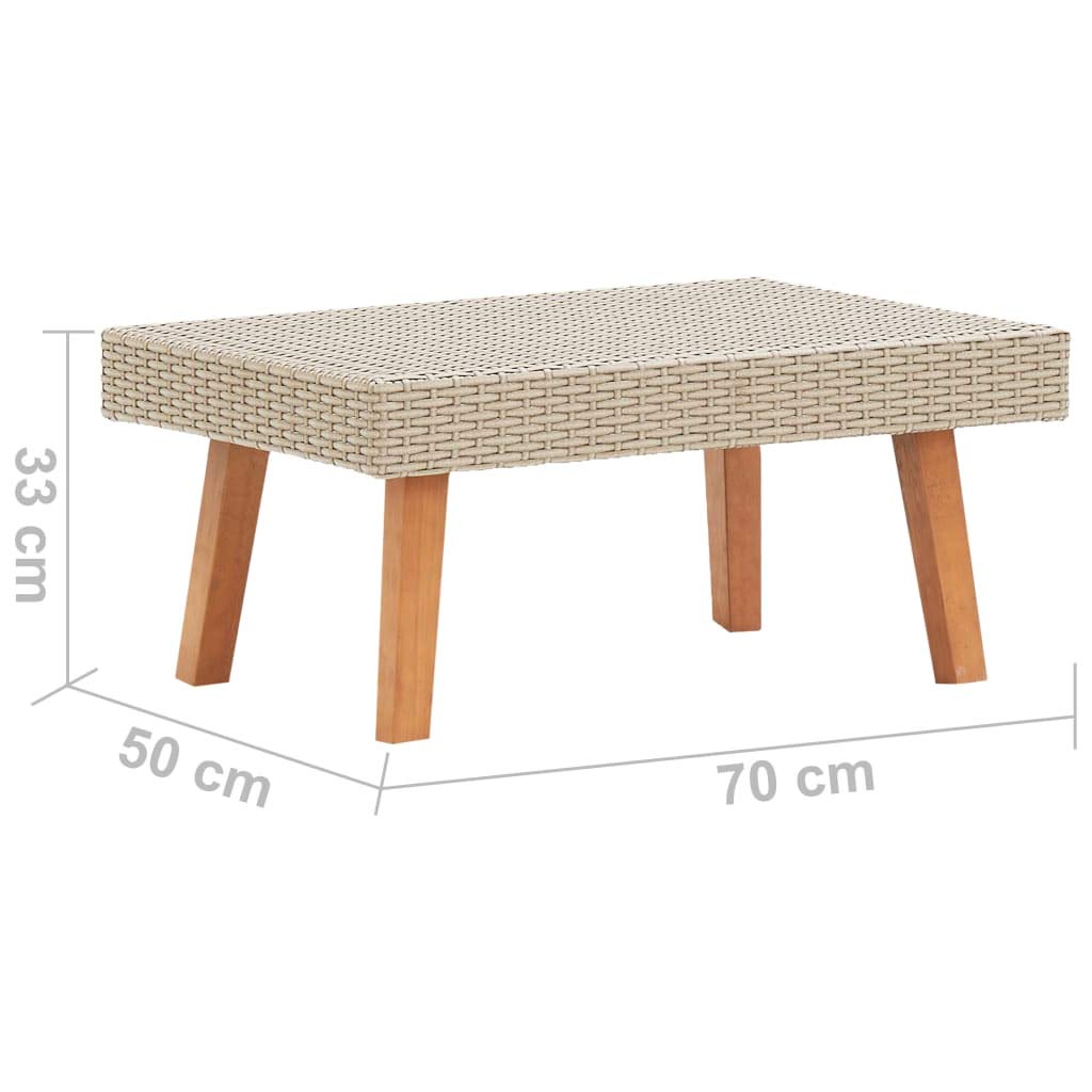 Outdoor Coffee Table - Weather-Resistant Poly Rattan in Beige - Perfect for Patio, Garden, and Poolside Relaxation
