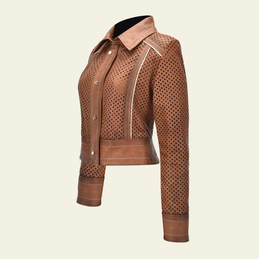 Cuadra Honey Western Fashion Lambskin Leather Camisole for Women - Stylish & Comfortable Western Wear for Parties, Rodeos & Night Out