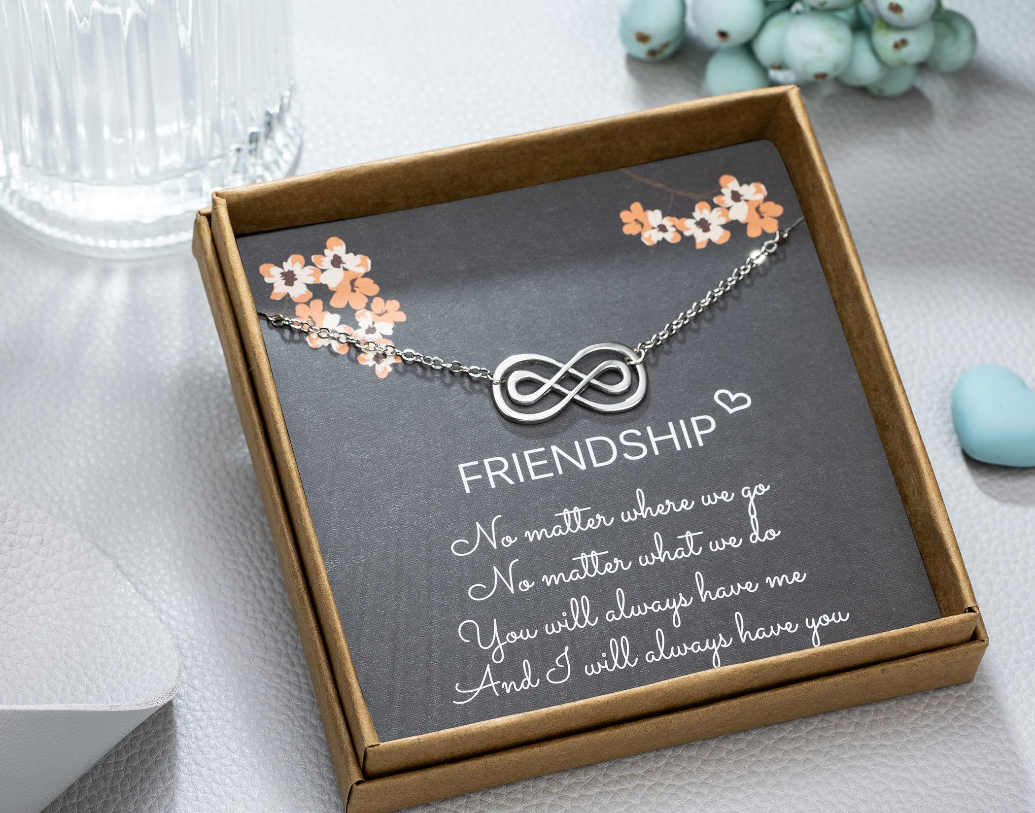 925 Sterling Silver Double Infinity Necklace for Women - Meaningful Long Distance Friendship Gift, Best Friend Birthday Jewelry | Perfect for Anniversaries, Valentine's Day & Special Occasions