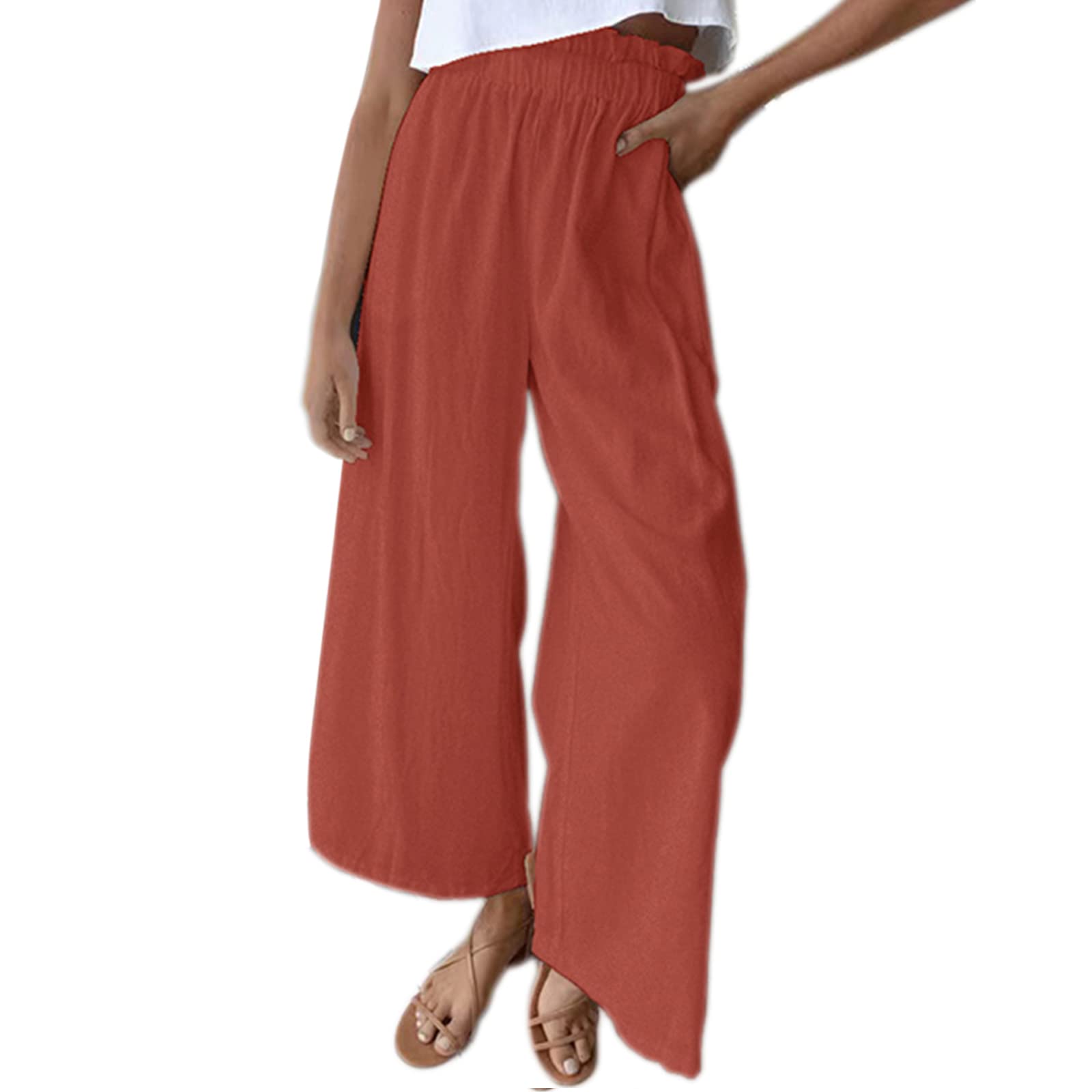 GuliriFei Women's High Waist Wide Leg Palazzo Pants - Solid Color Business Casual Office Dress Pants with Pockets | Perfect for Work, Travel & Everyday Wear