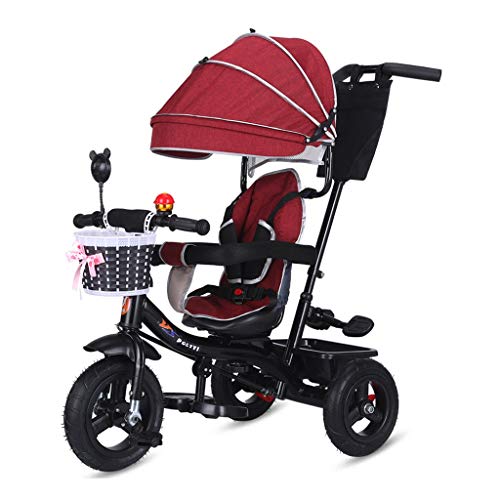 4-in-1 Multifunctional Baby Bicycle with Canopy & Swivel Seat - Adjustable Toddler Bike Toy Gift (Red) - Perfect for Indoor Play, Outdoor Adventures & Learning to Ride