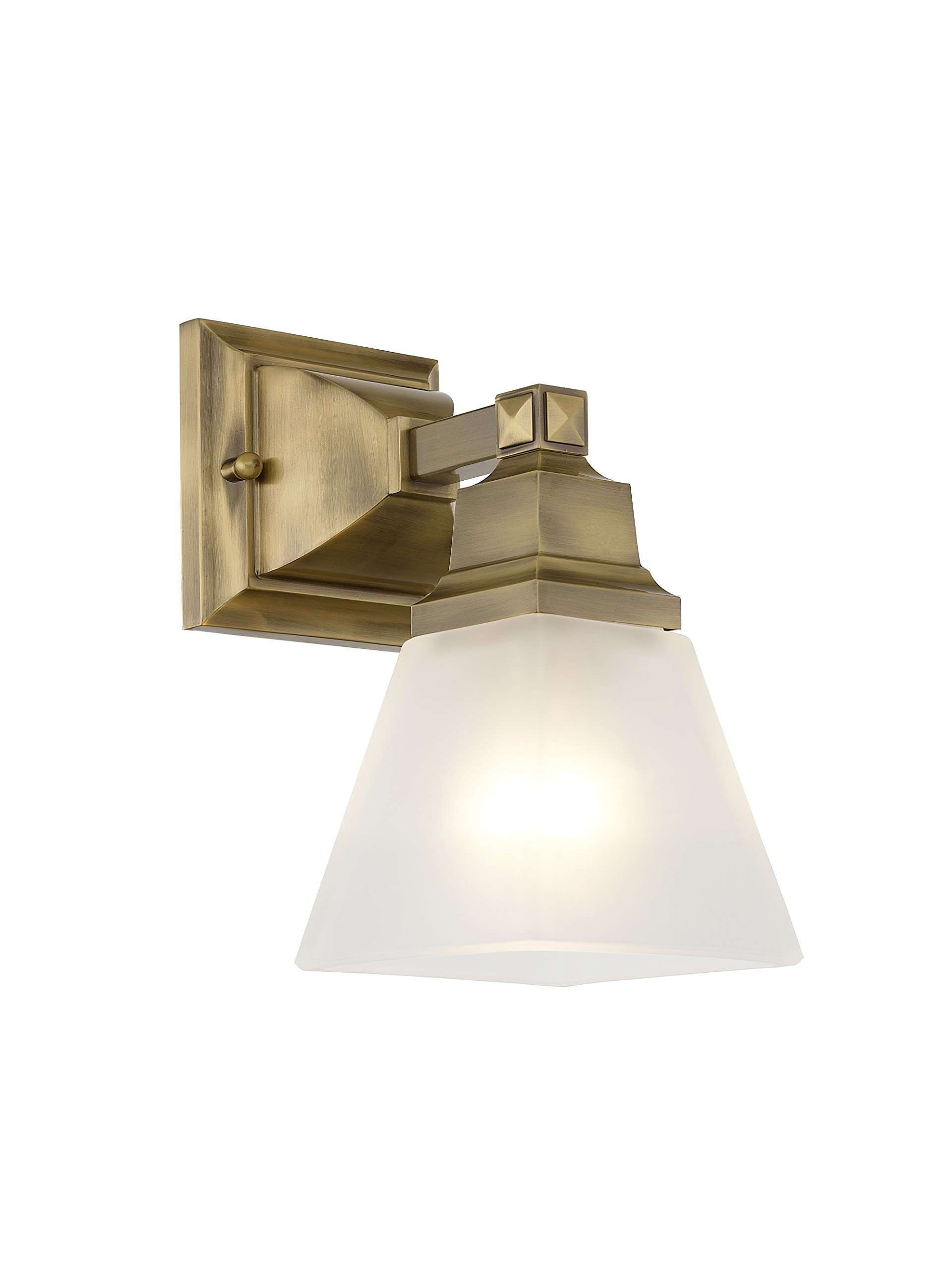 Livex Lighting 1031-01 Mission Style 1-Light Bathroom Vanity Light Fixture in Antique Brass - Perfect for Bathroom, Powder Room, and Dressing Area Lighting
