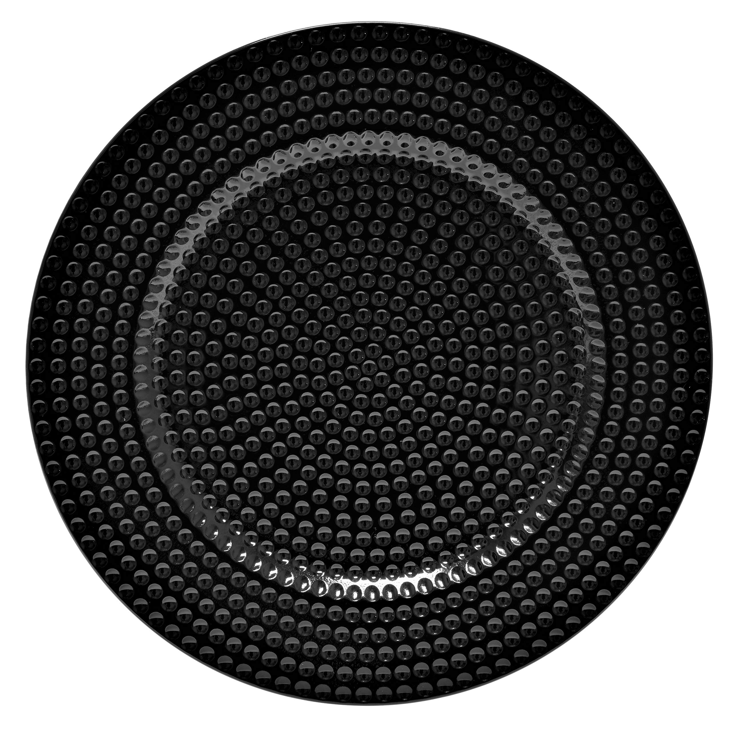 40-Piece 13-Inch Round Acrylic Charger Plates for Weddings & Dinner Parties - Hammered Black Finish - Elegant Table Decor for Formal Events, Banquets, and Holiday Gatherings